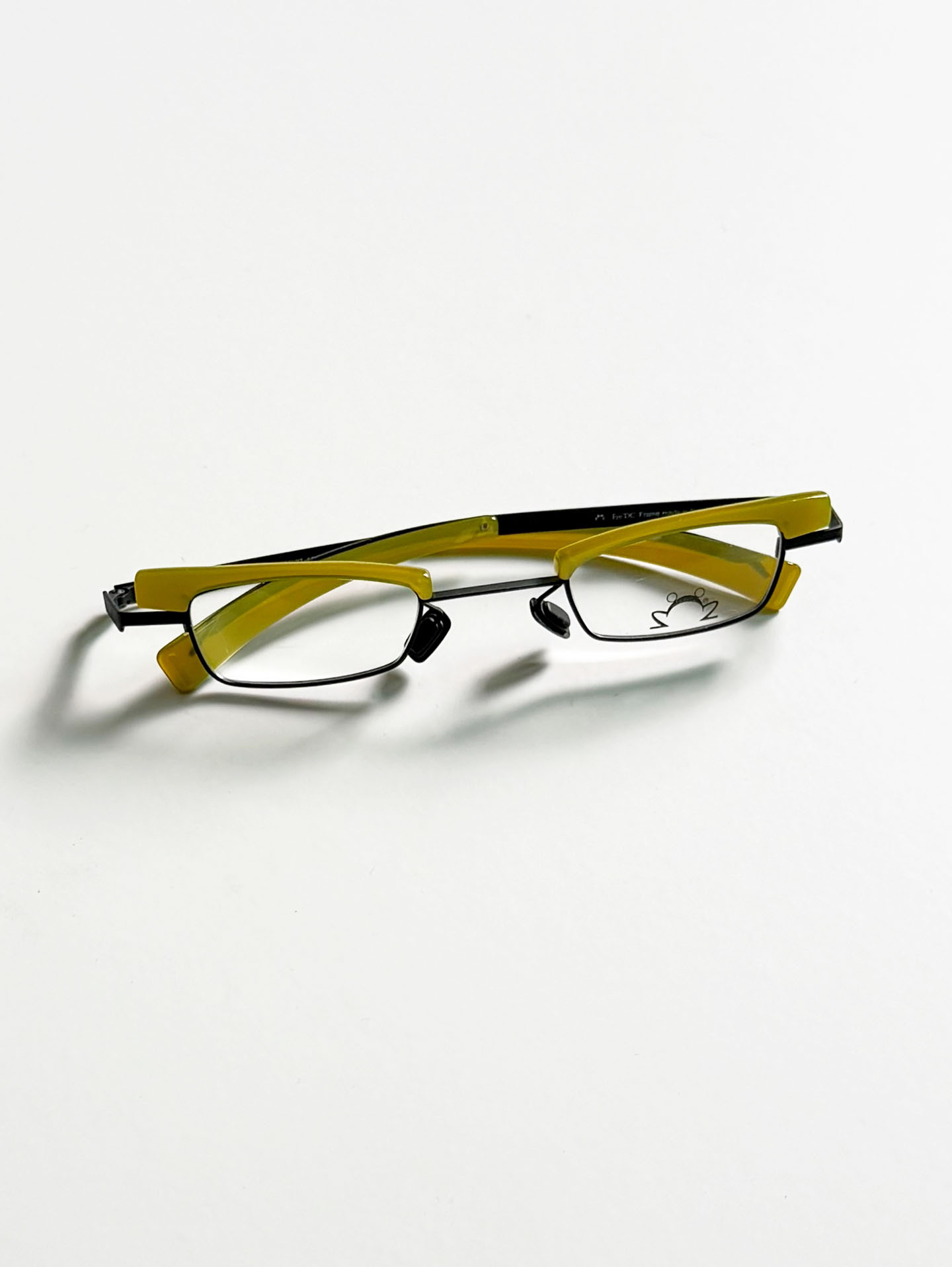 Eye’DC Black & Lime Frog-Inspired Square Combination Frame Glasses (made in France)