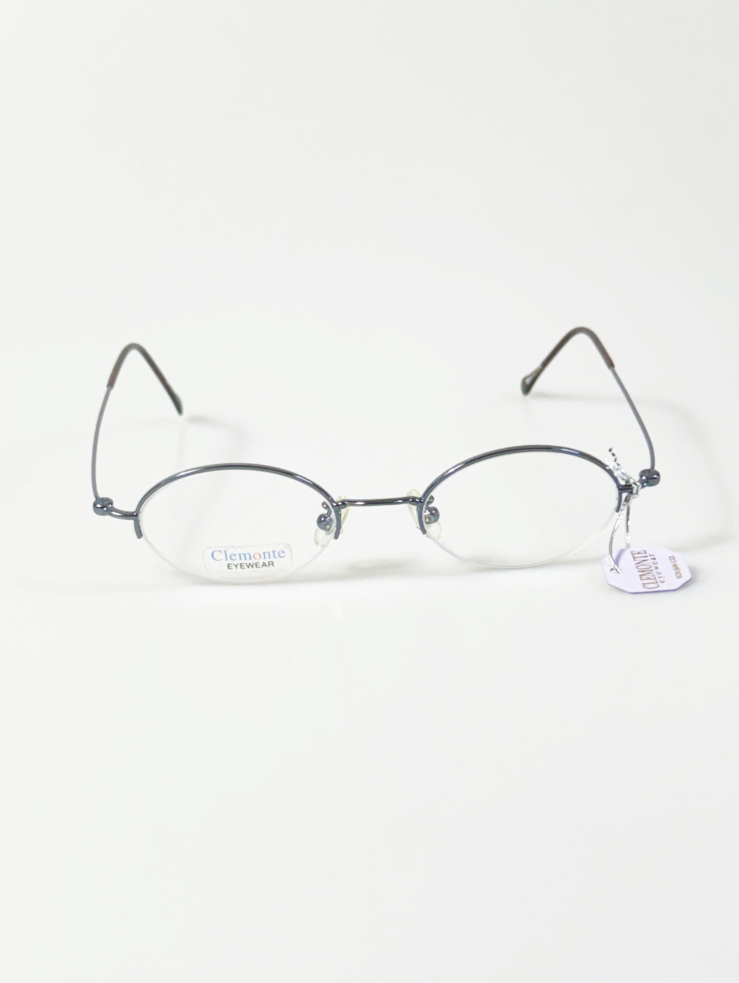 Clemonte Slim Oval Semi-Rimless Metal Frame Glasses