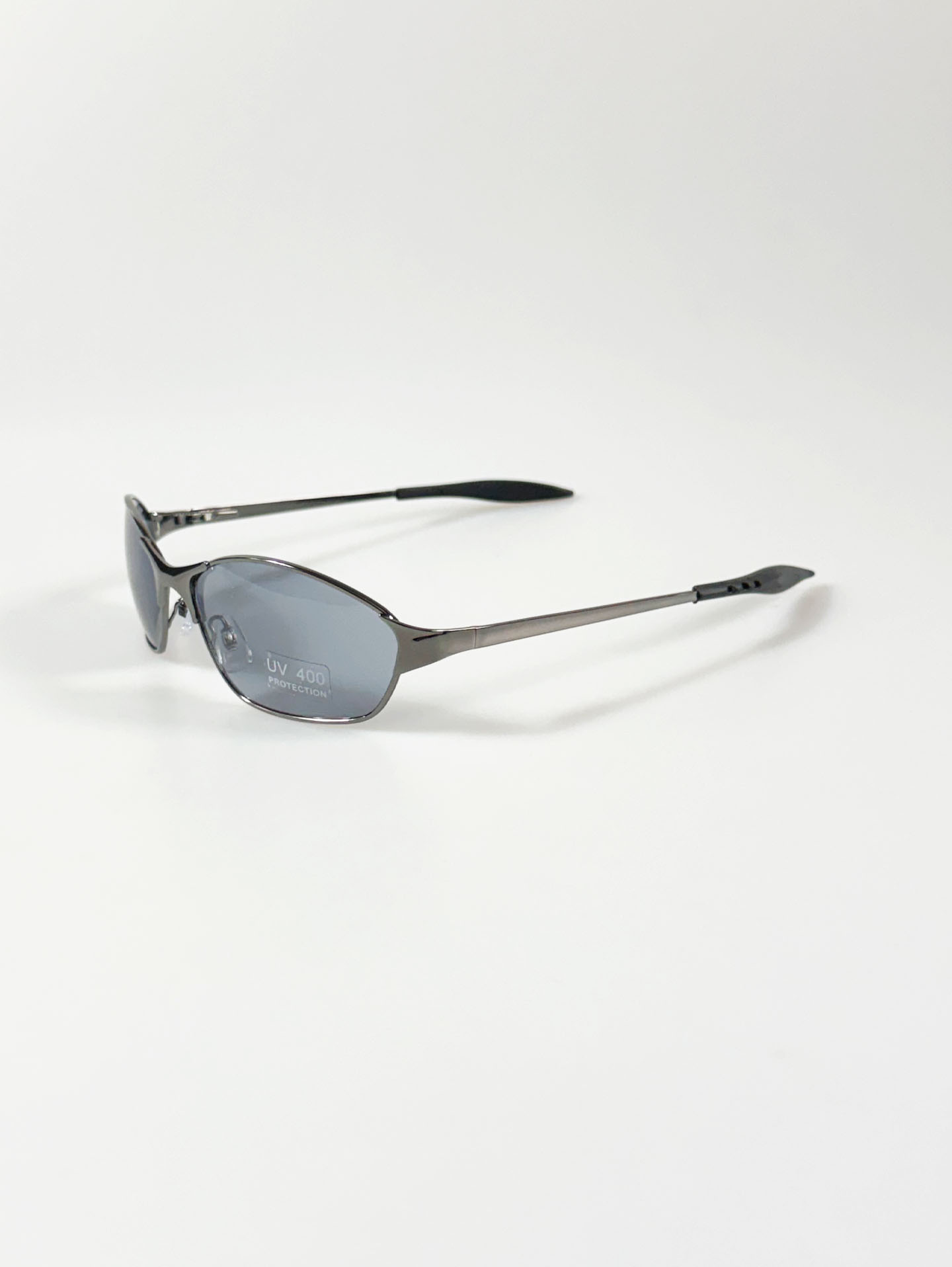Gunmetal Wraparound Slim Square Sunglasses
