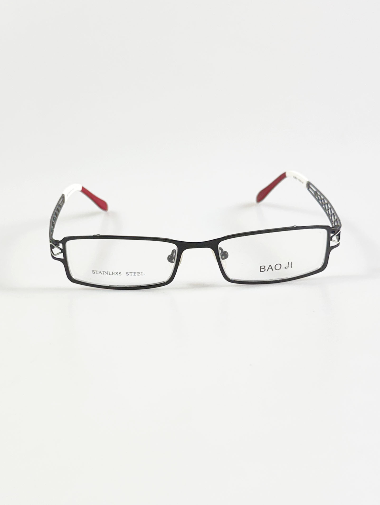 BAO JI Black Slim Square Metal Glasses