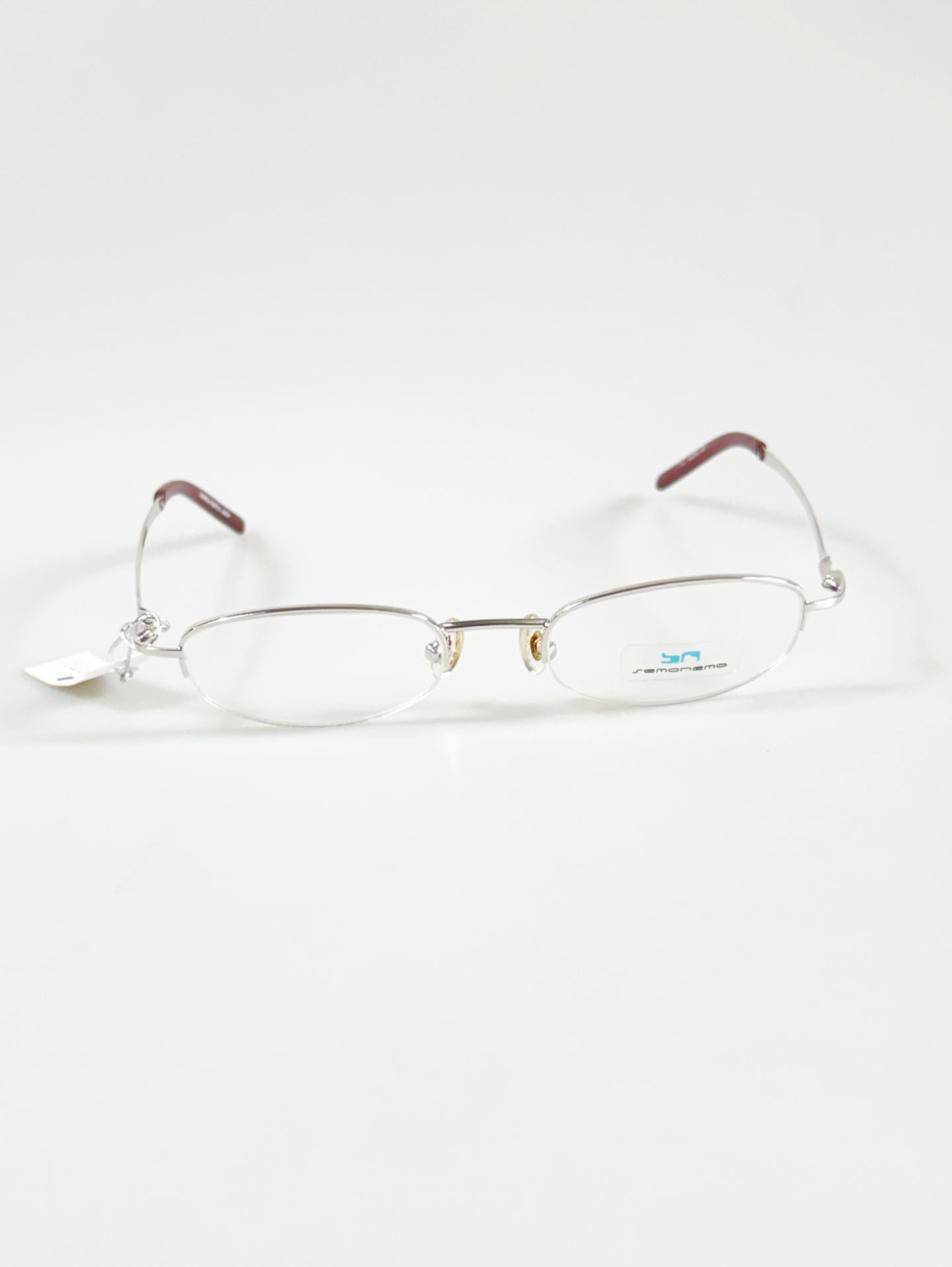 SEMONEMO Silver Semi-Rimless Oval Metal Glasses