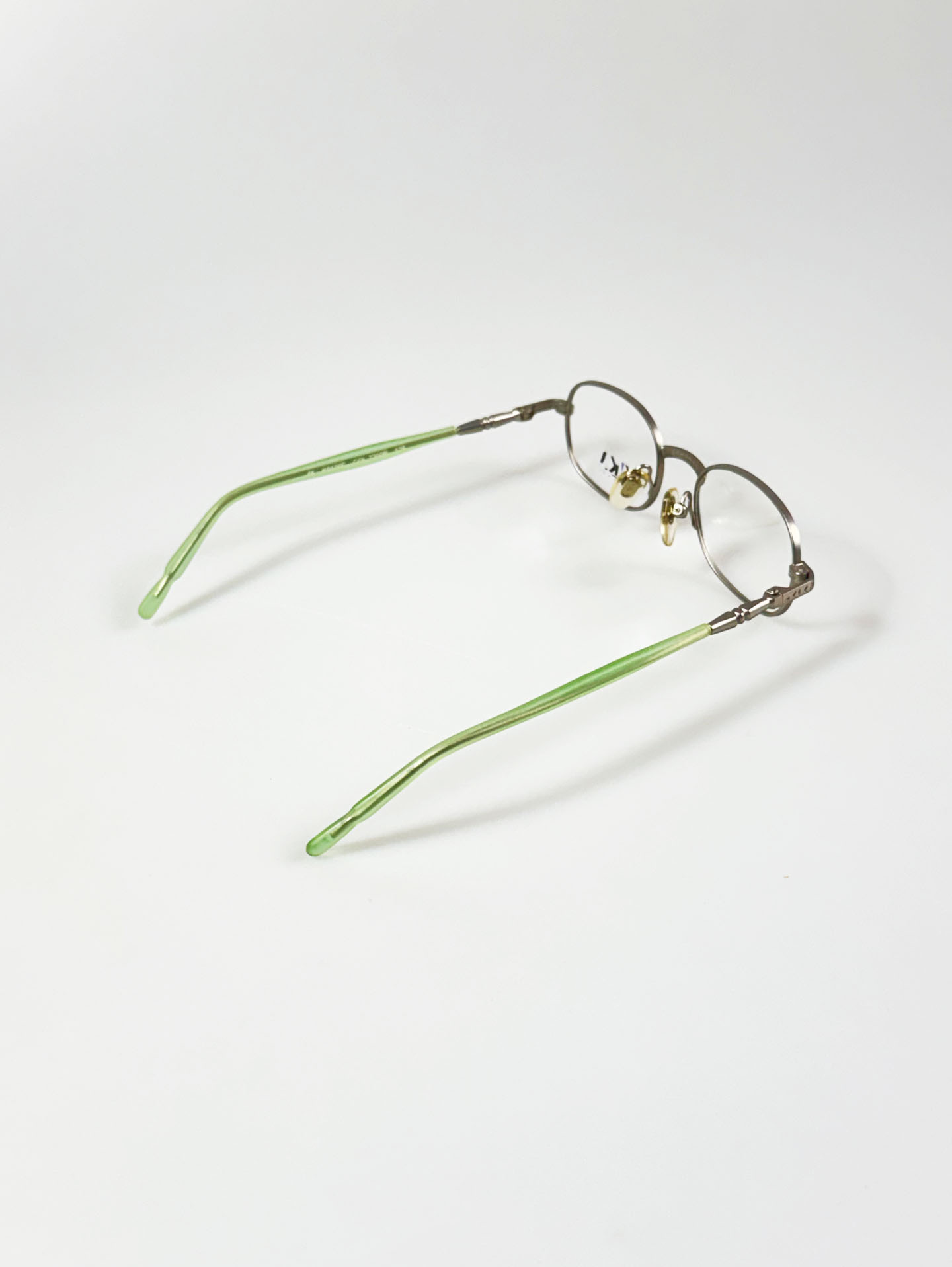 90's K!KA Silver Slim Square Metal Frame Glasses