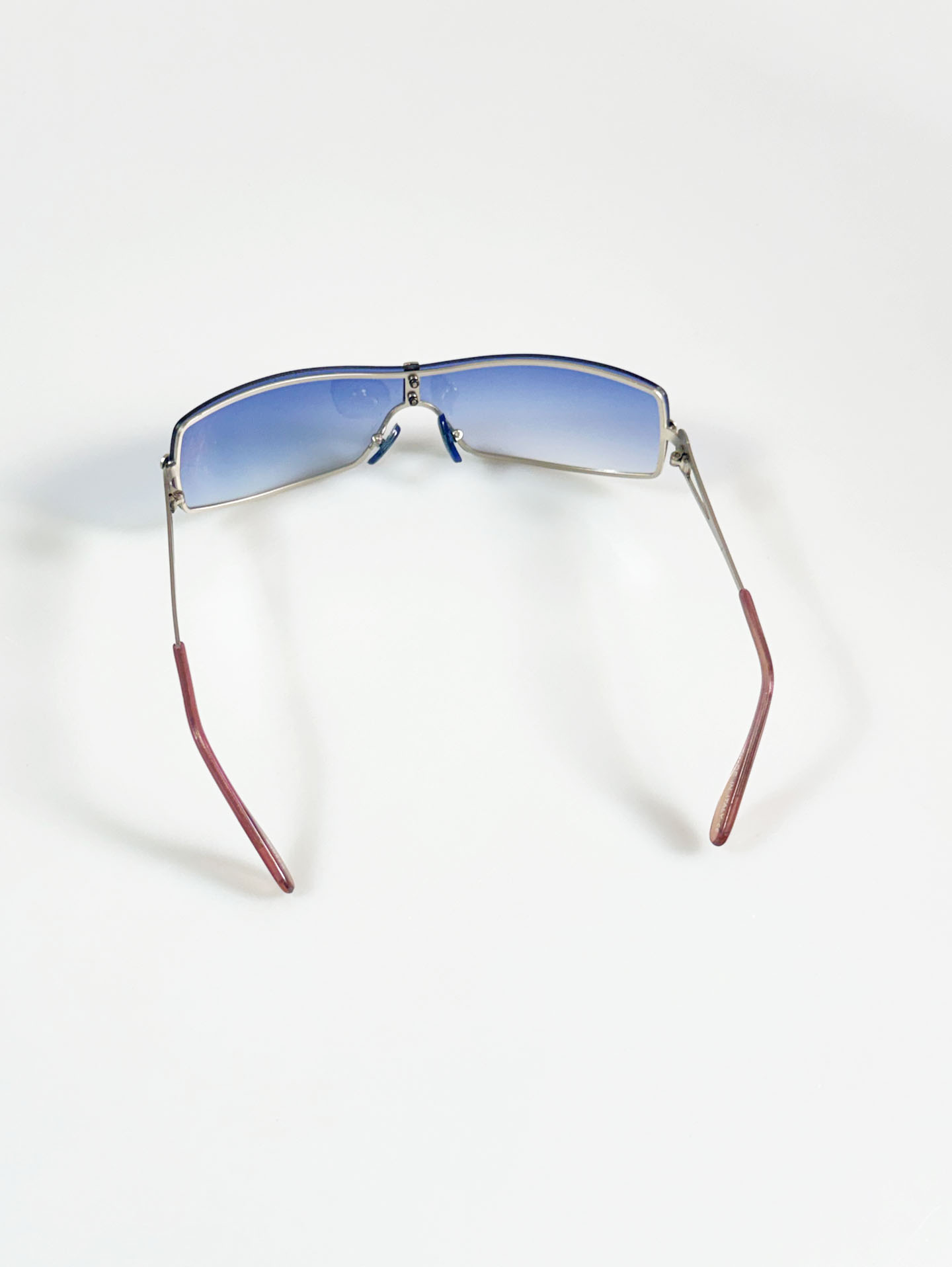 Rimless Wraparound Goggle Shield Metal Frame Sunglasses