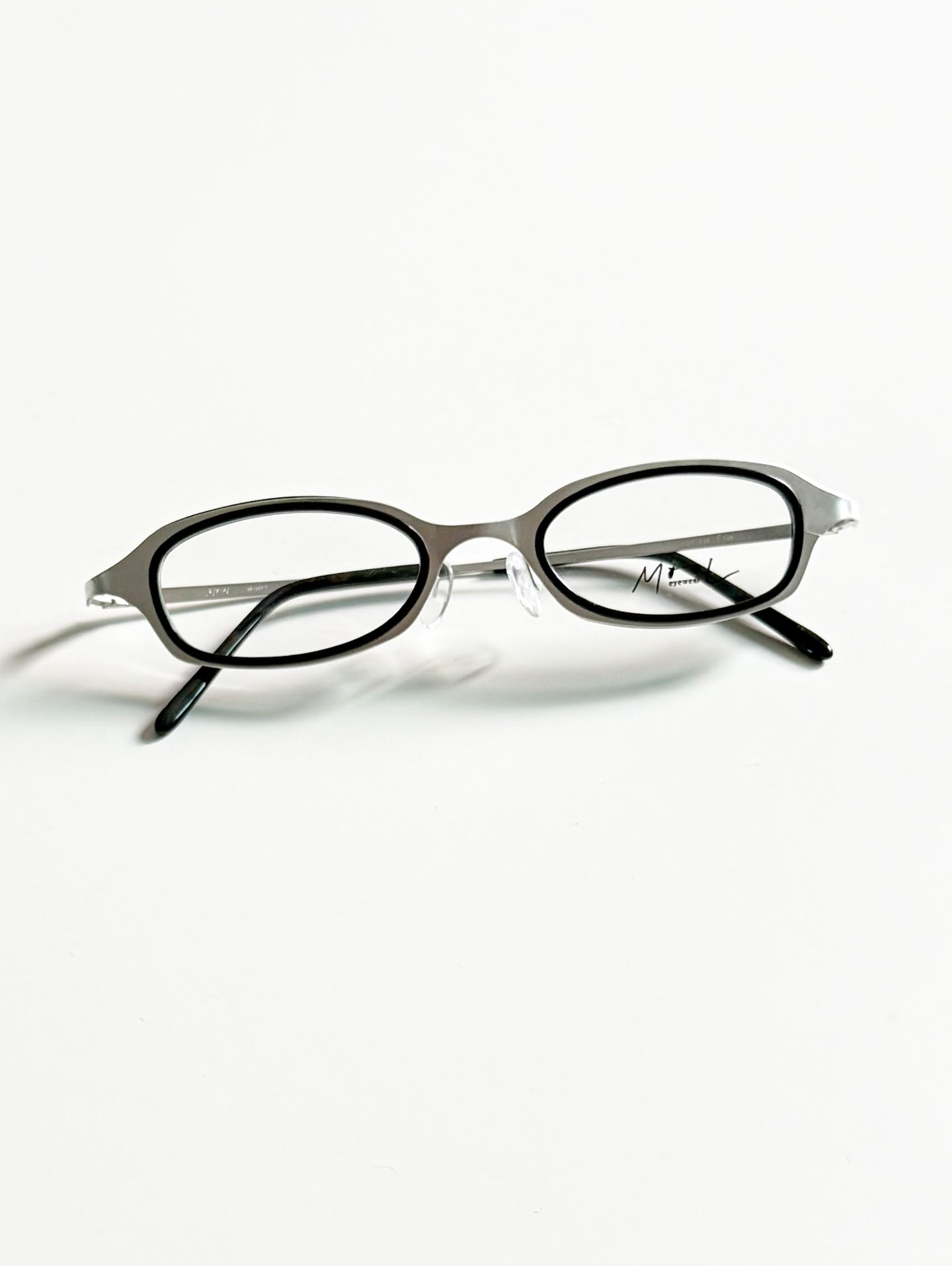 MOOL EYEWEAR Layered Silver Black Oval Metal Glasses