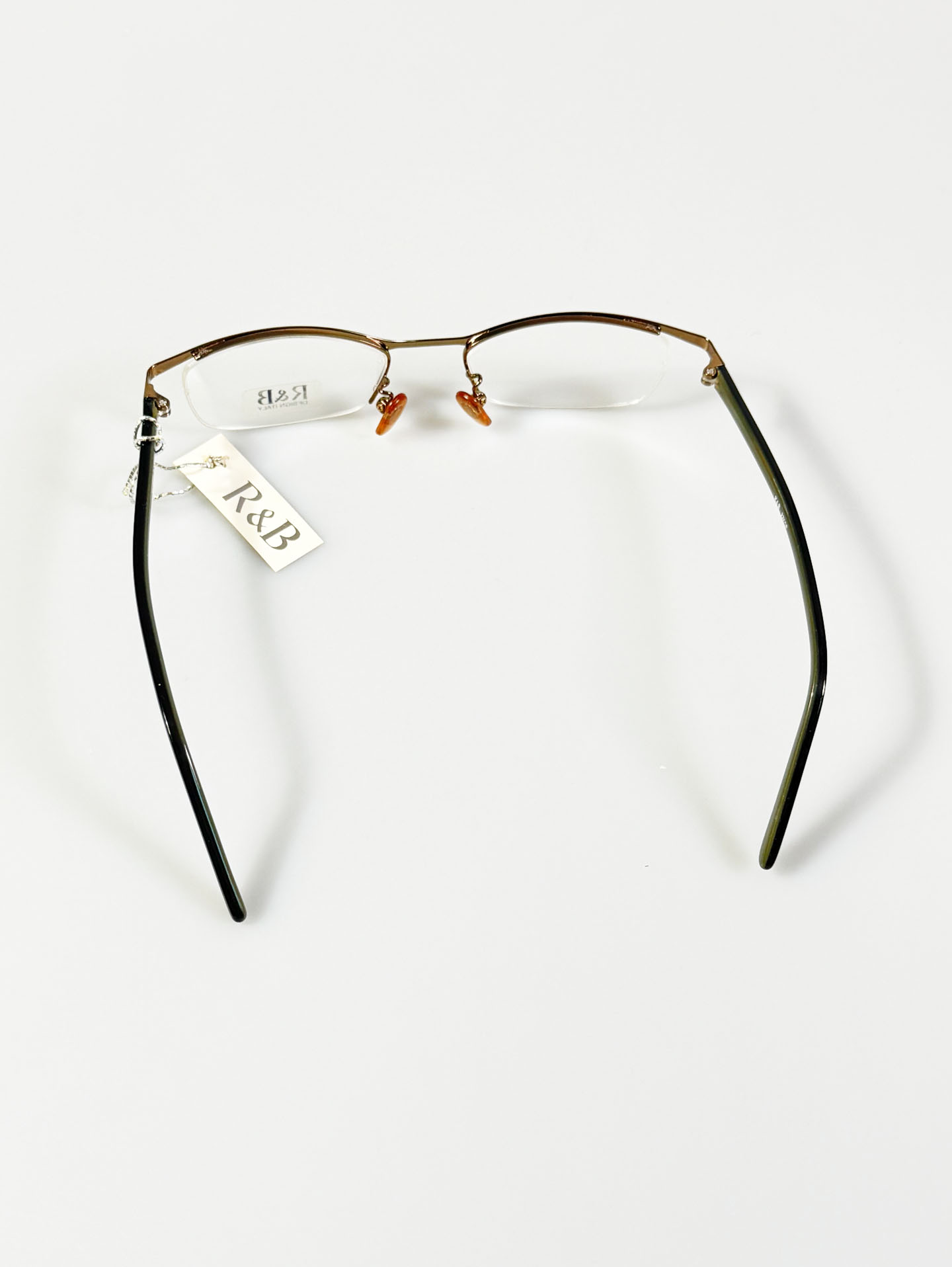 R&B Eyewear Slim Semi-Rimless Gold Tone Metal Frame Glasses