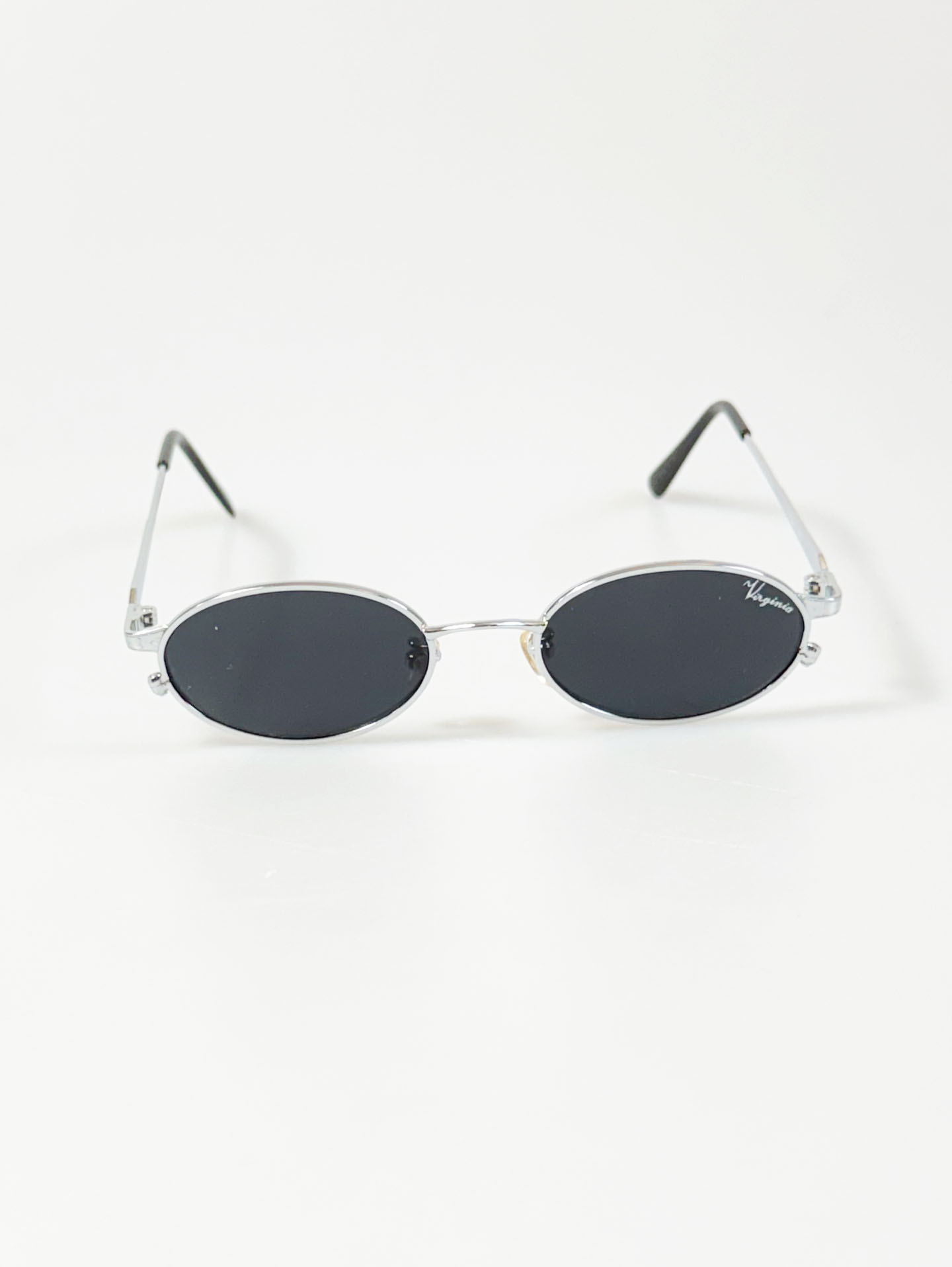 90's VIRGINIA Silver Slim Oval Metal Sunglasses