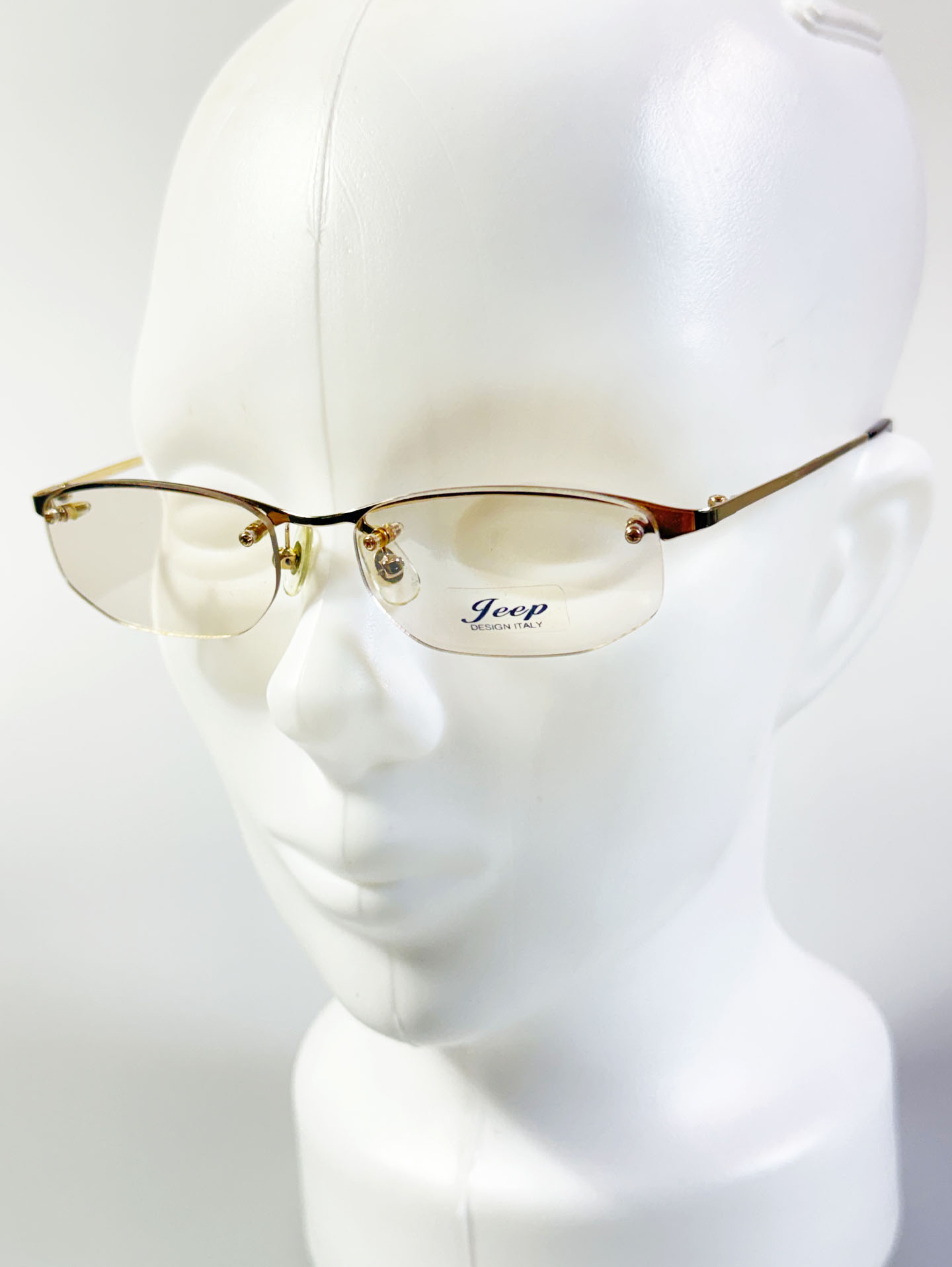 JEEP Gold Half-Rim Square Metal Frame Glasses