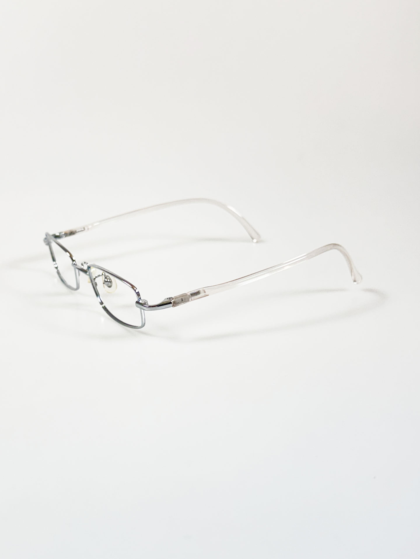 Silver Slim Square Metal Frame Glasses