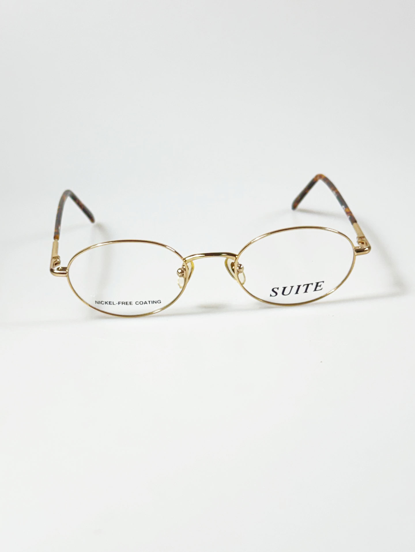 90's SUITE Gold Oval Metal & Tortoiseshell Temple Glasses