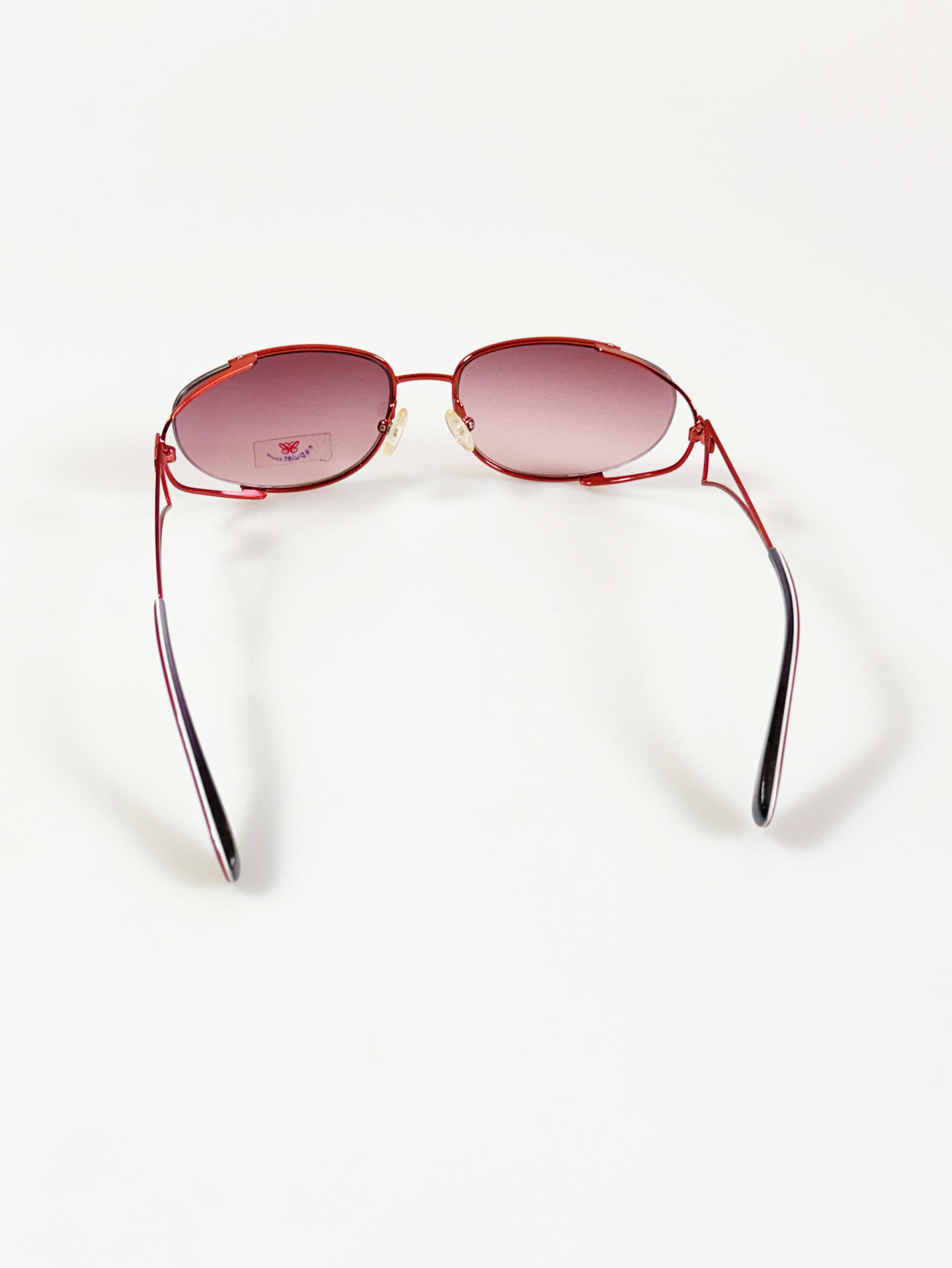 CAPULET Red Oval Double-Layer Metal Frame Gradient Tint Sunglasses