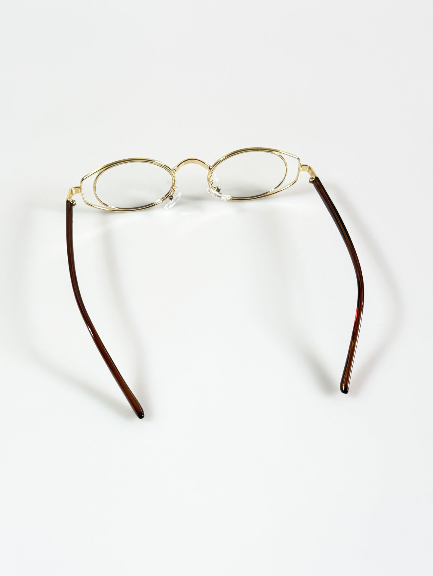 90’s Gold Metal Slim Oval Double Rim Frame Glasses