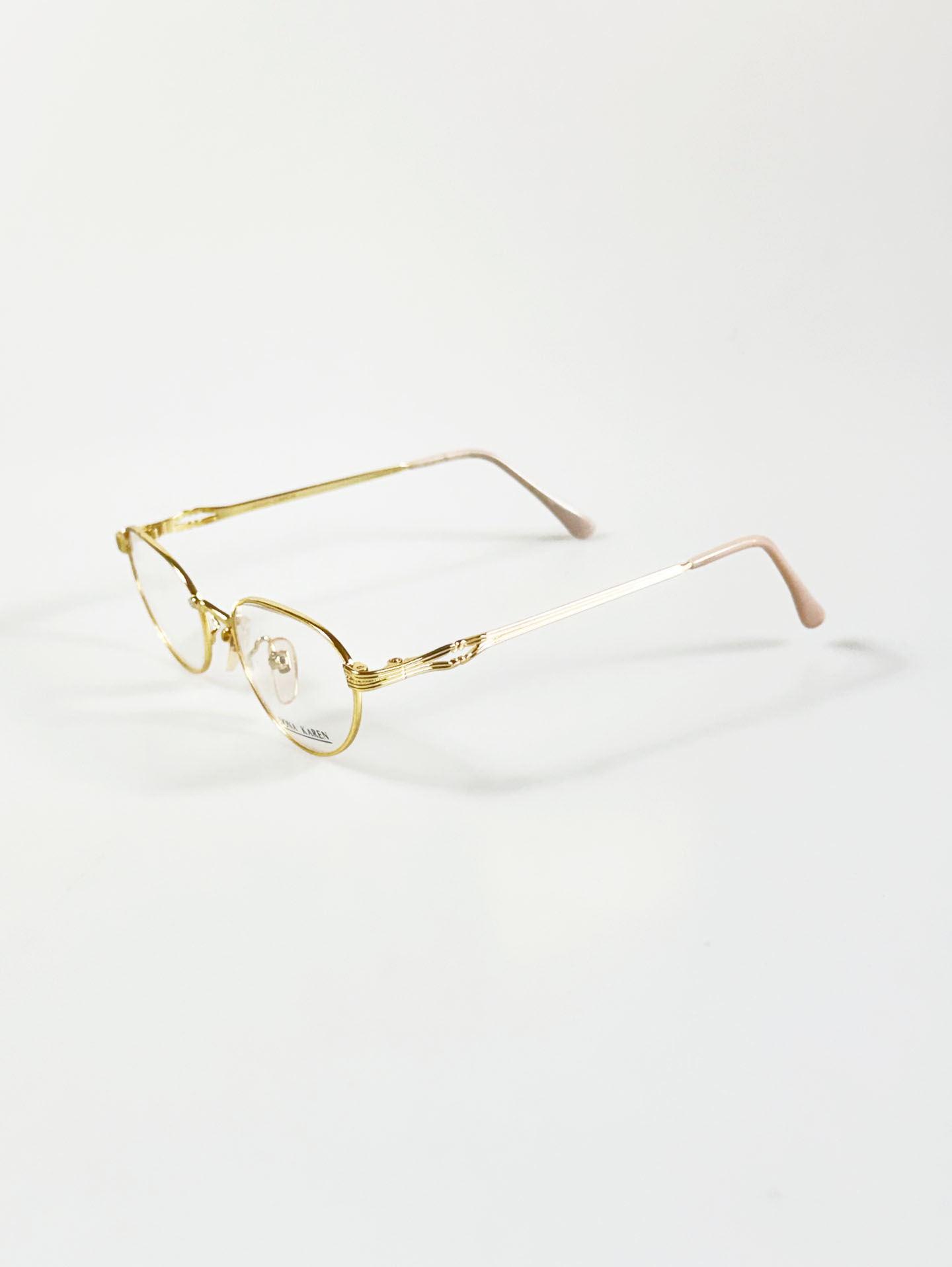 90's DONA KAREN Gold Slim Oval Metal Frame Glasses