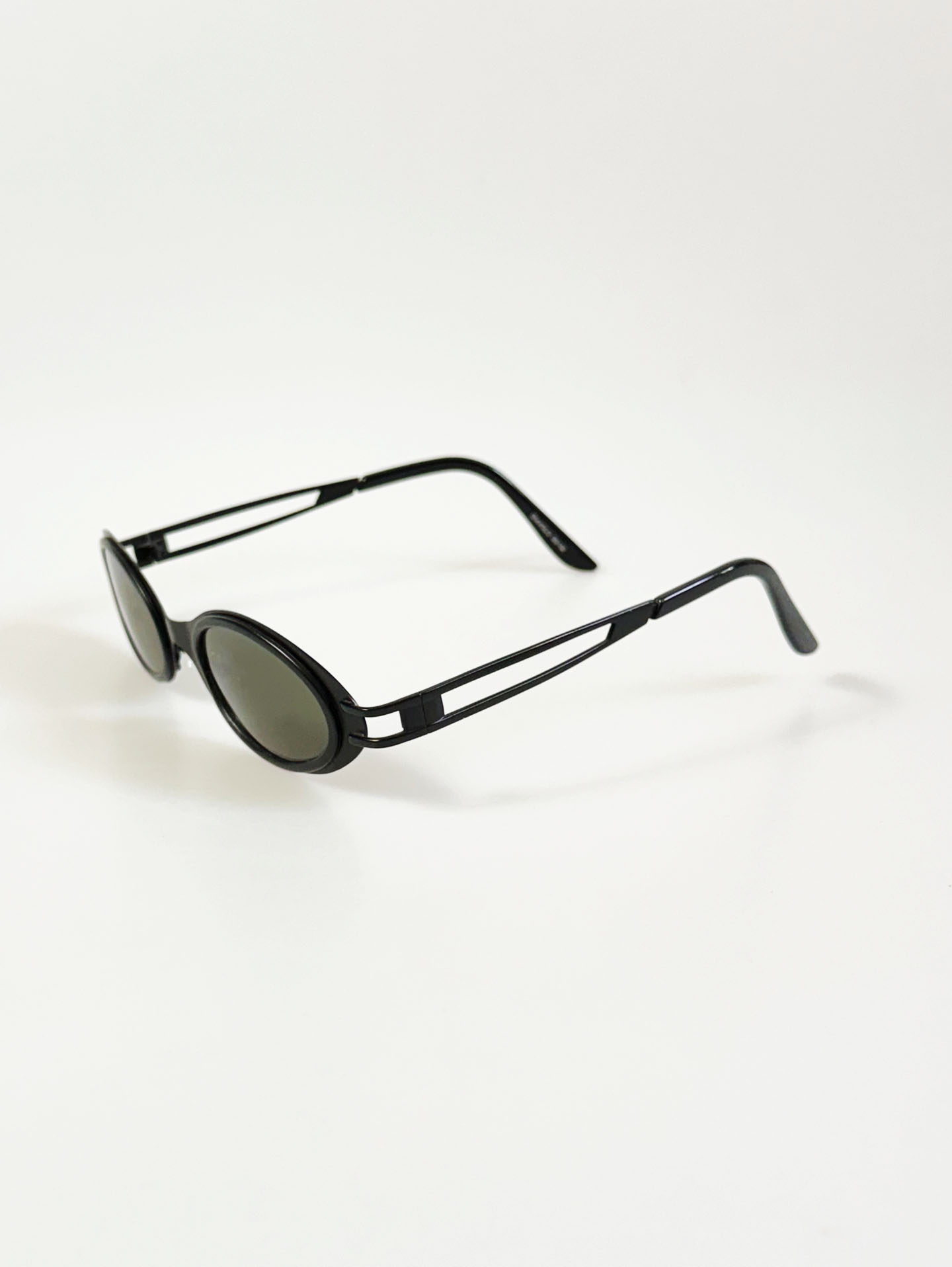 90's DIAVOLO Black Slim Oval Metal Frame Sunglasses