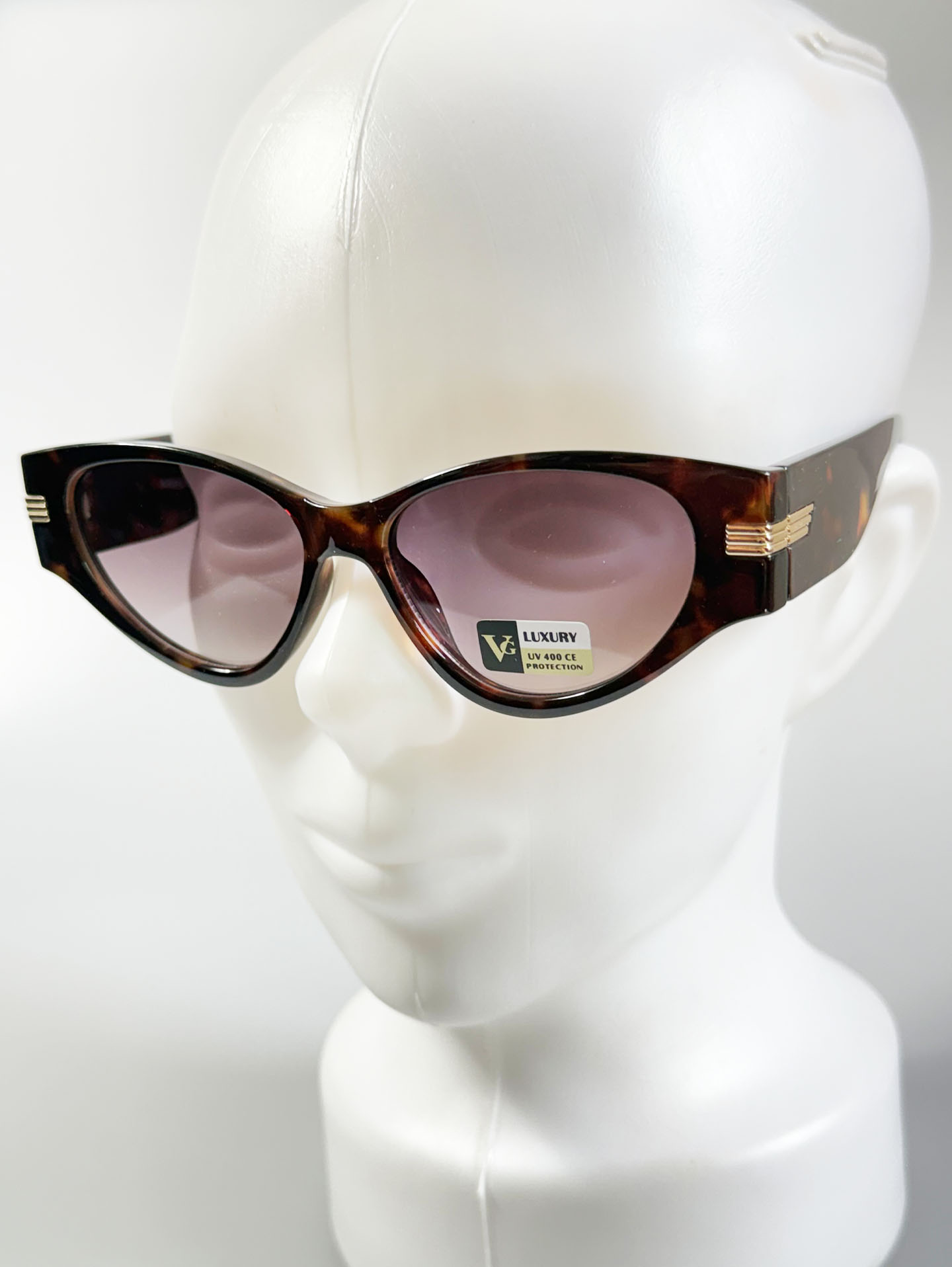 VG EYEWEAR Tortoiseshell Oversized Geometric Frame Sunglasses