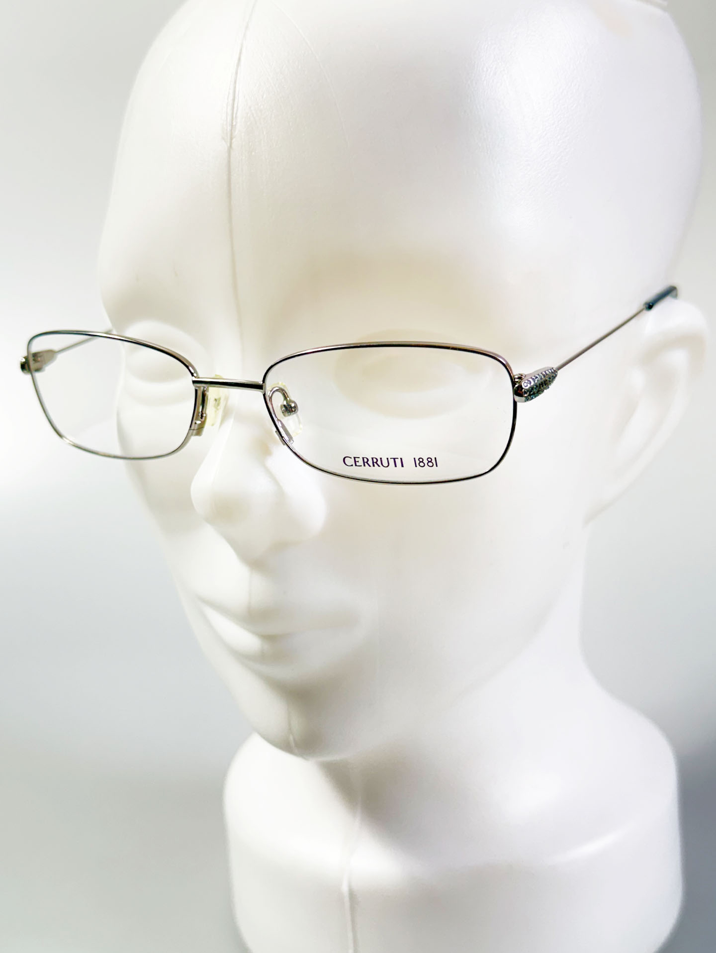 CERRUTI 1881 Dark Silver Slim Square Metal Frame Glasses