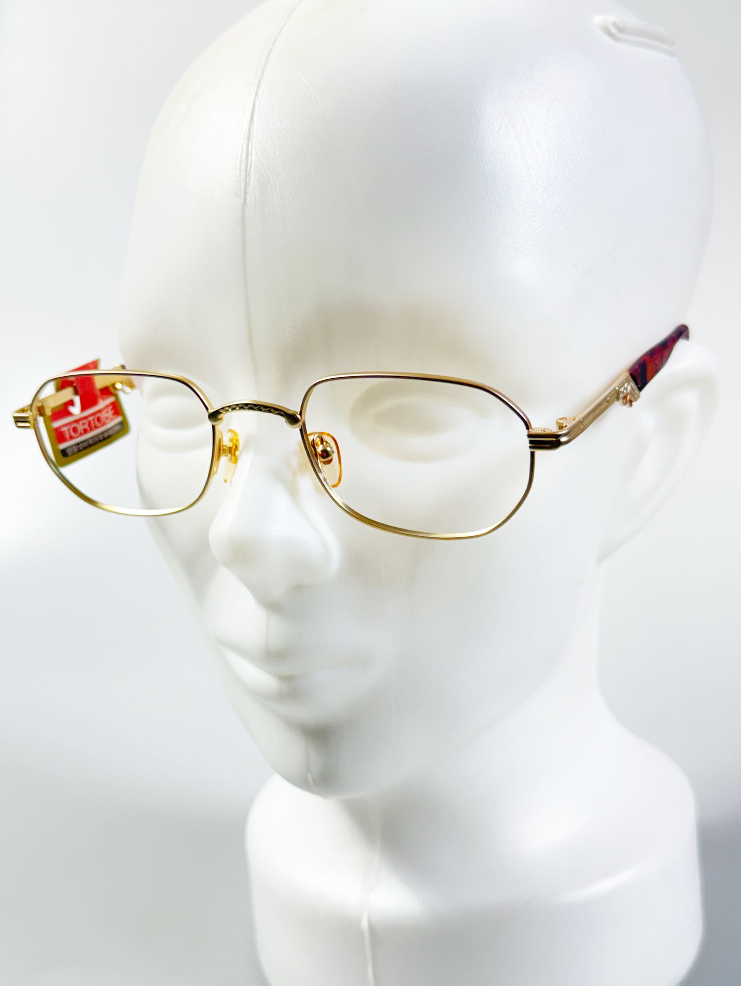 90's TORTOISE Gold Slim Square Metal Glasses