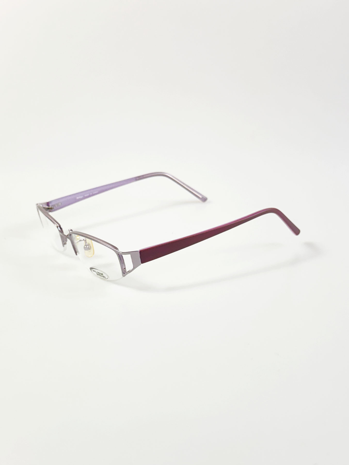 EPILOGUE Lavender Silver Half-Rim Square Metal Glasses