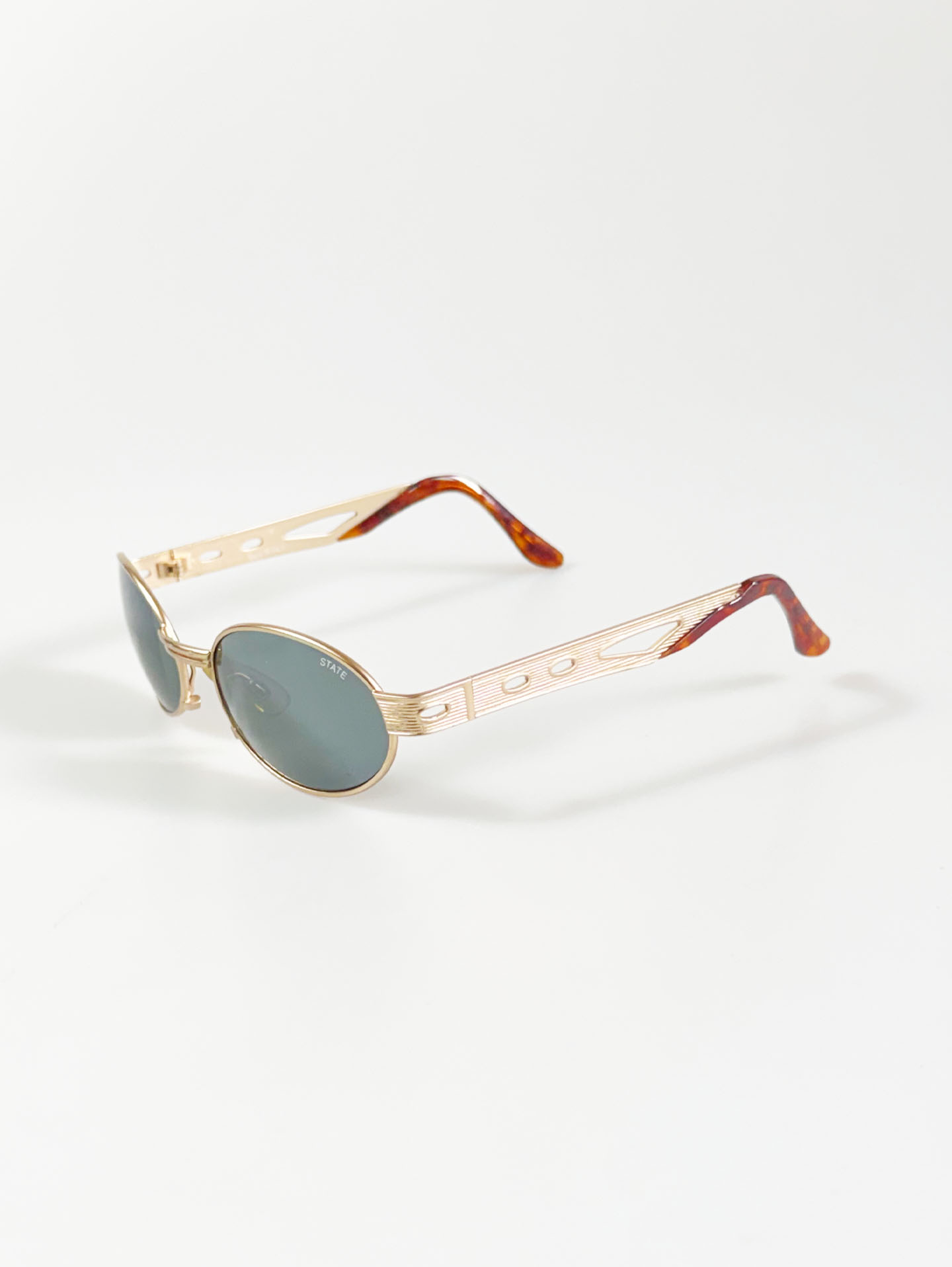 STATE Gold Slim Oval Metal Sunglasses