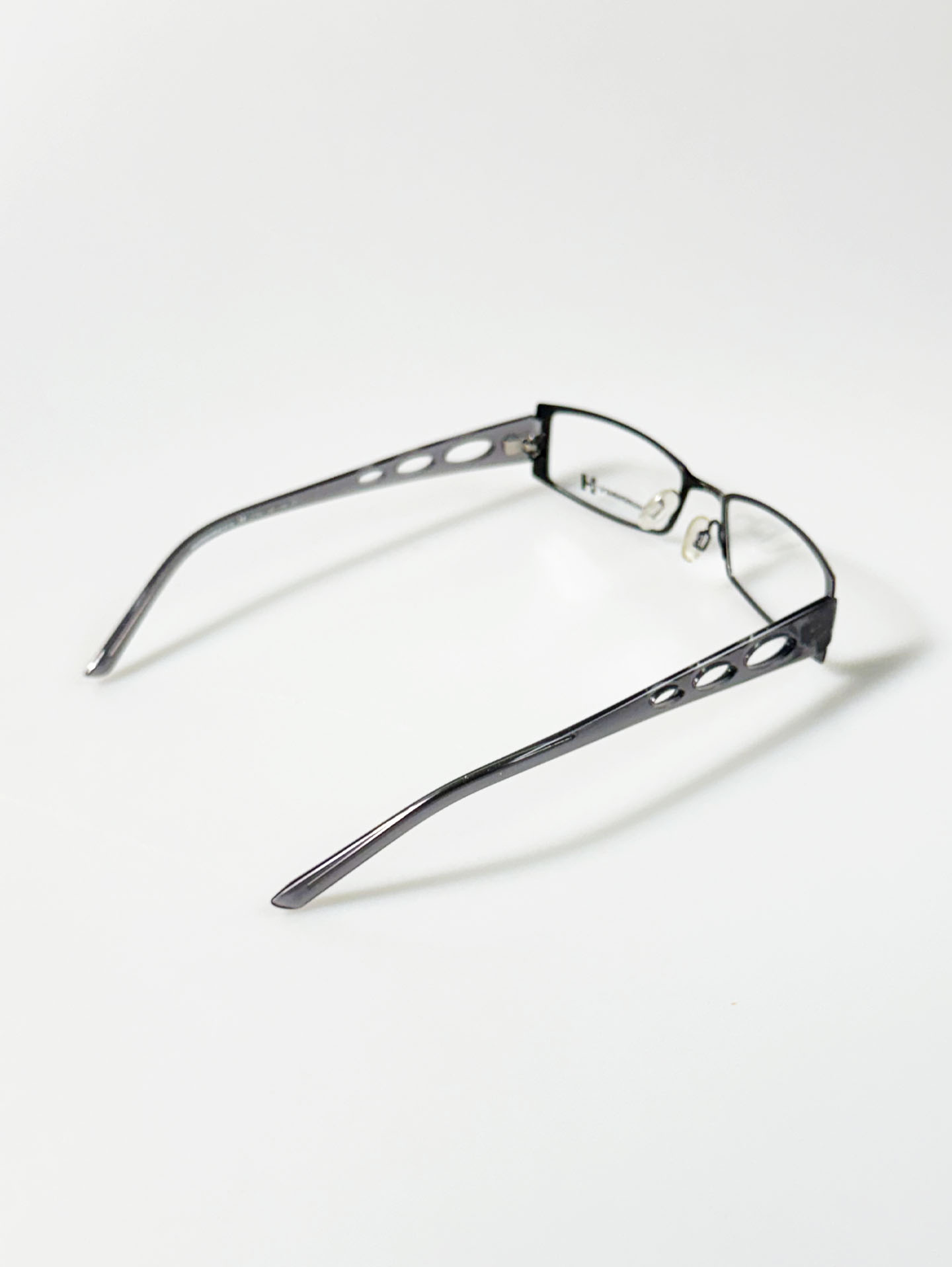 90's HUMPHREY'S Burgundy Cut-Out Slim Square Metal Frame Glasses