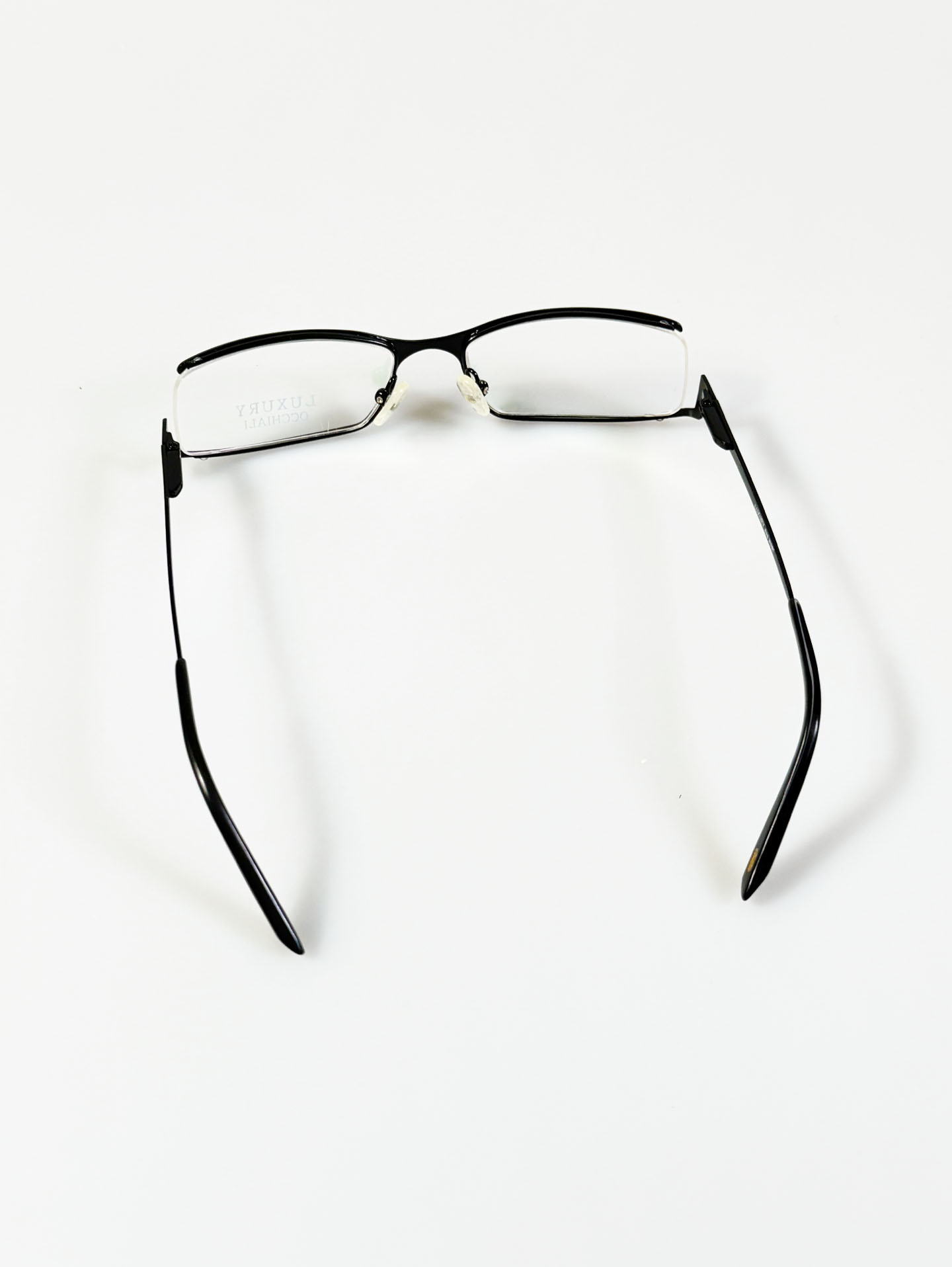 Luxury Occhiali Under-Rim Square Black Metal Frame Glasses