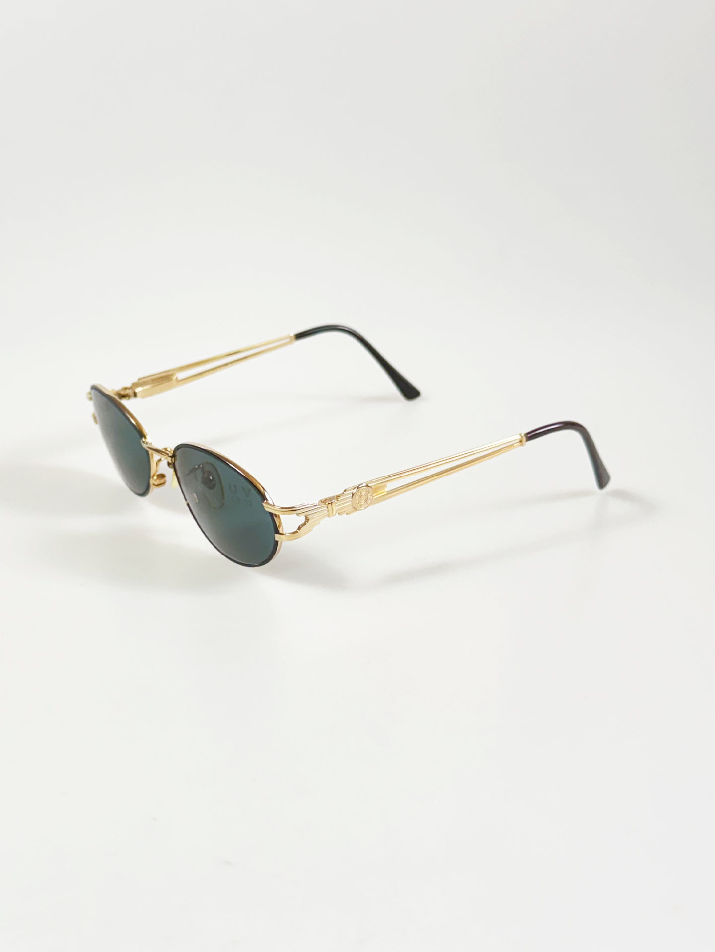 90's MATTIAS Gold Slim Oval Metal Sunglasses