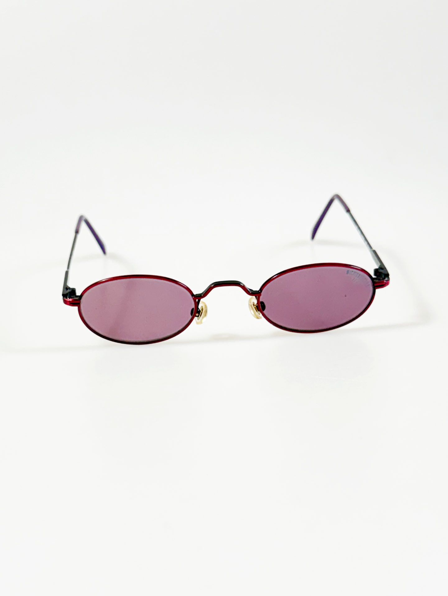 90's MICHIKO LONDON Slim Oval Rose Pink Metal Tint Sunglasses