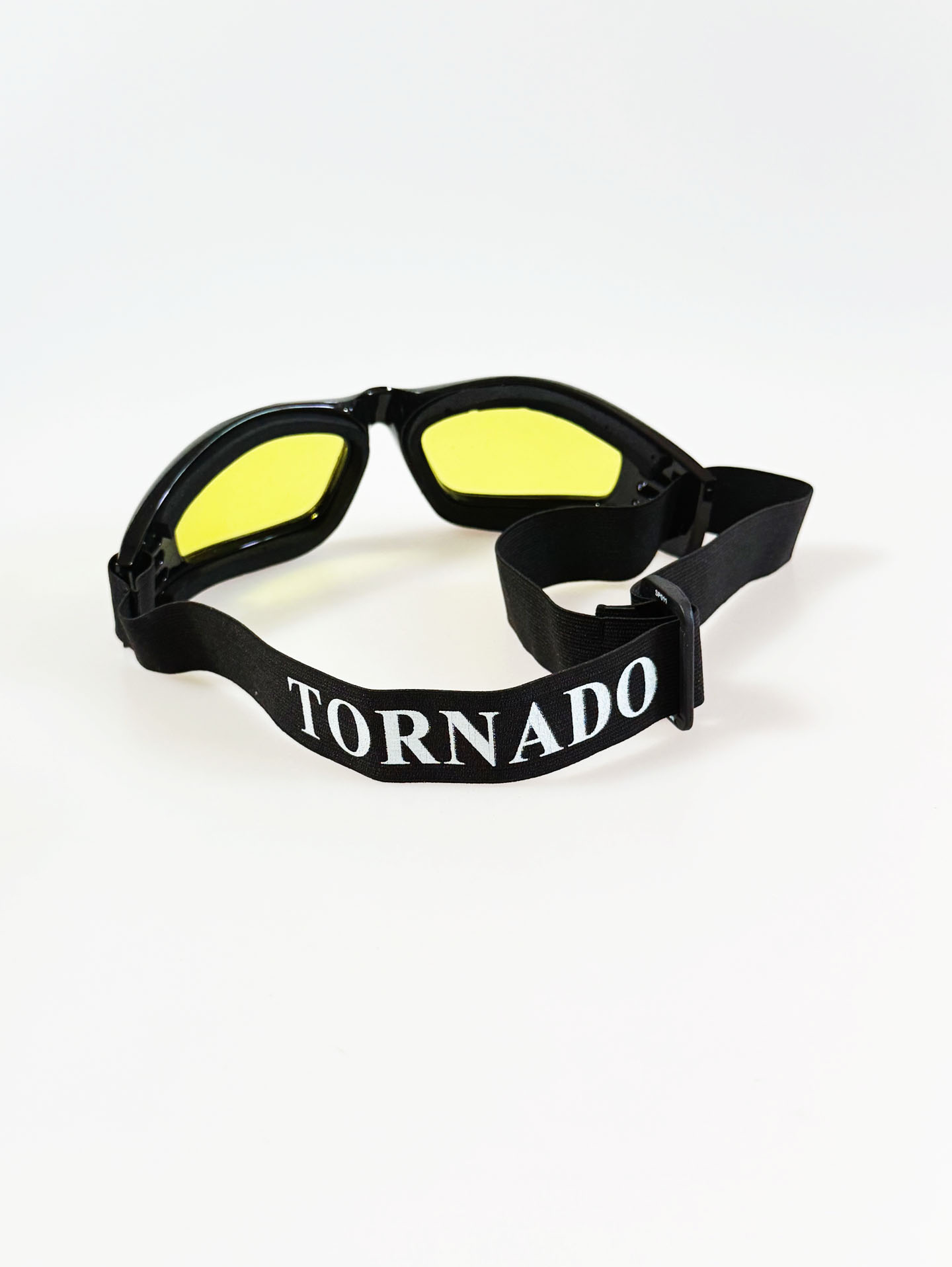 90's TORNADO Black Wraparound Goggle Yellow Tint Sunglasses
