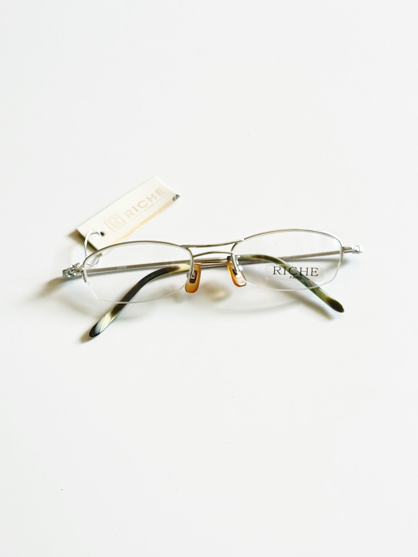 RICHE Paris Silver Square Half Rim Metal Glasses