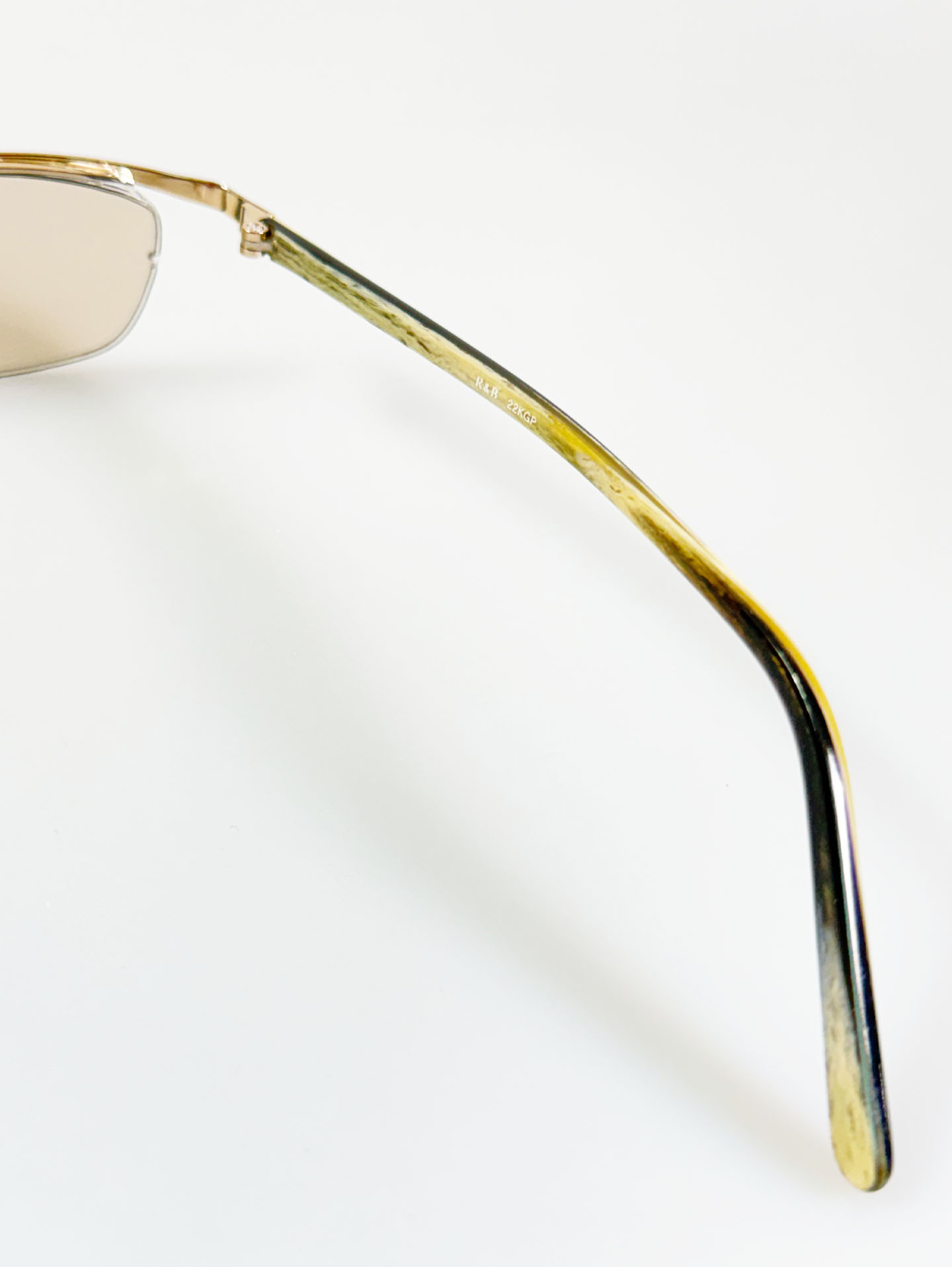 R&B EYEWEAR Gold Semi-Rimless Square Metal Tinted Glasses