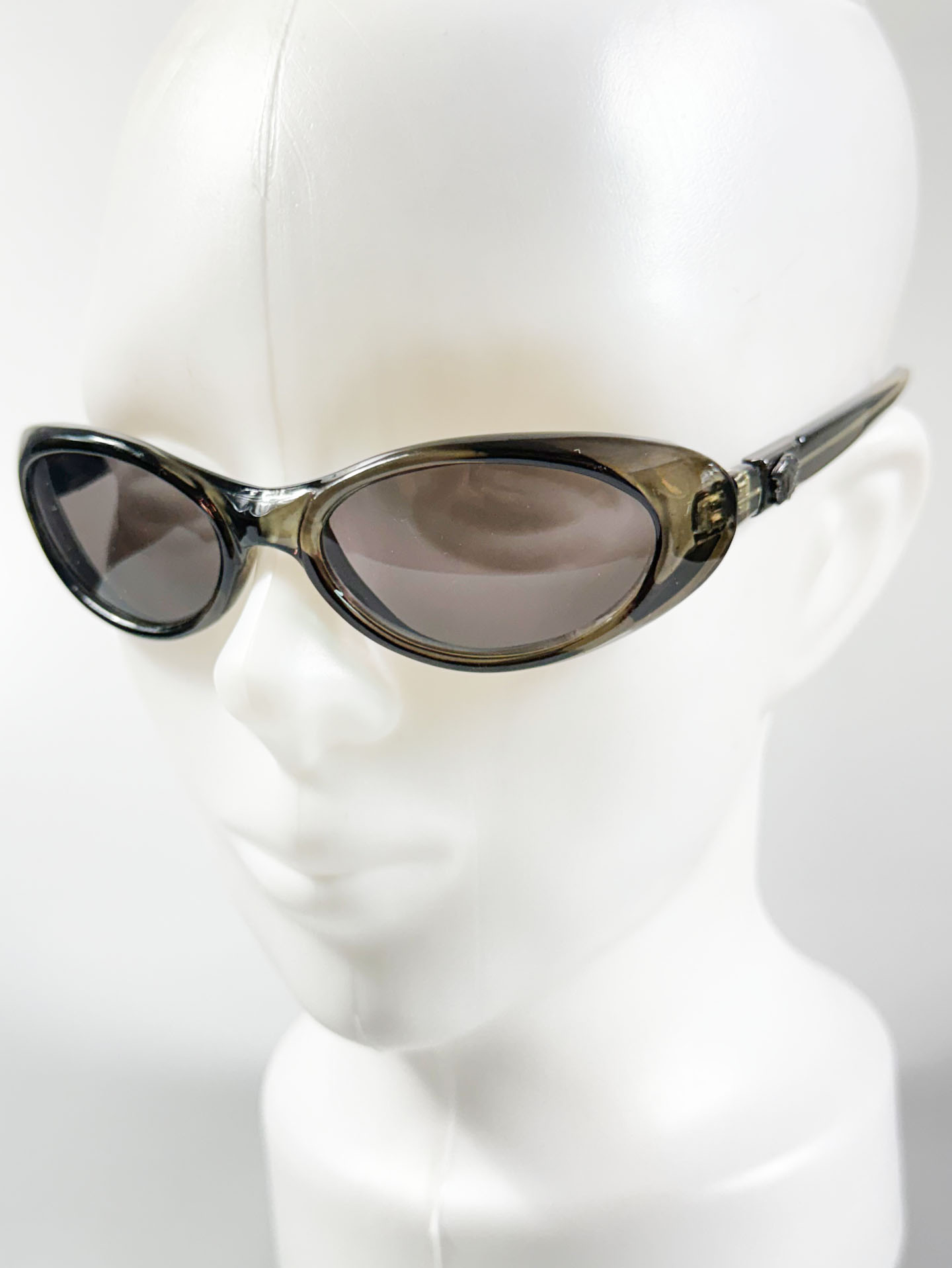 90's ONE LAST KISS Smoke Oval Wrap Acetate Frame Sunglasses