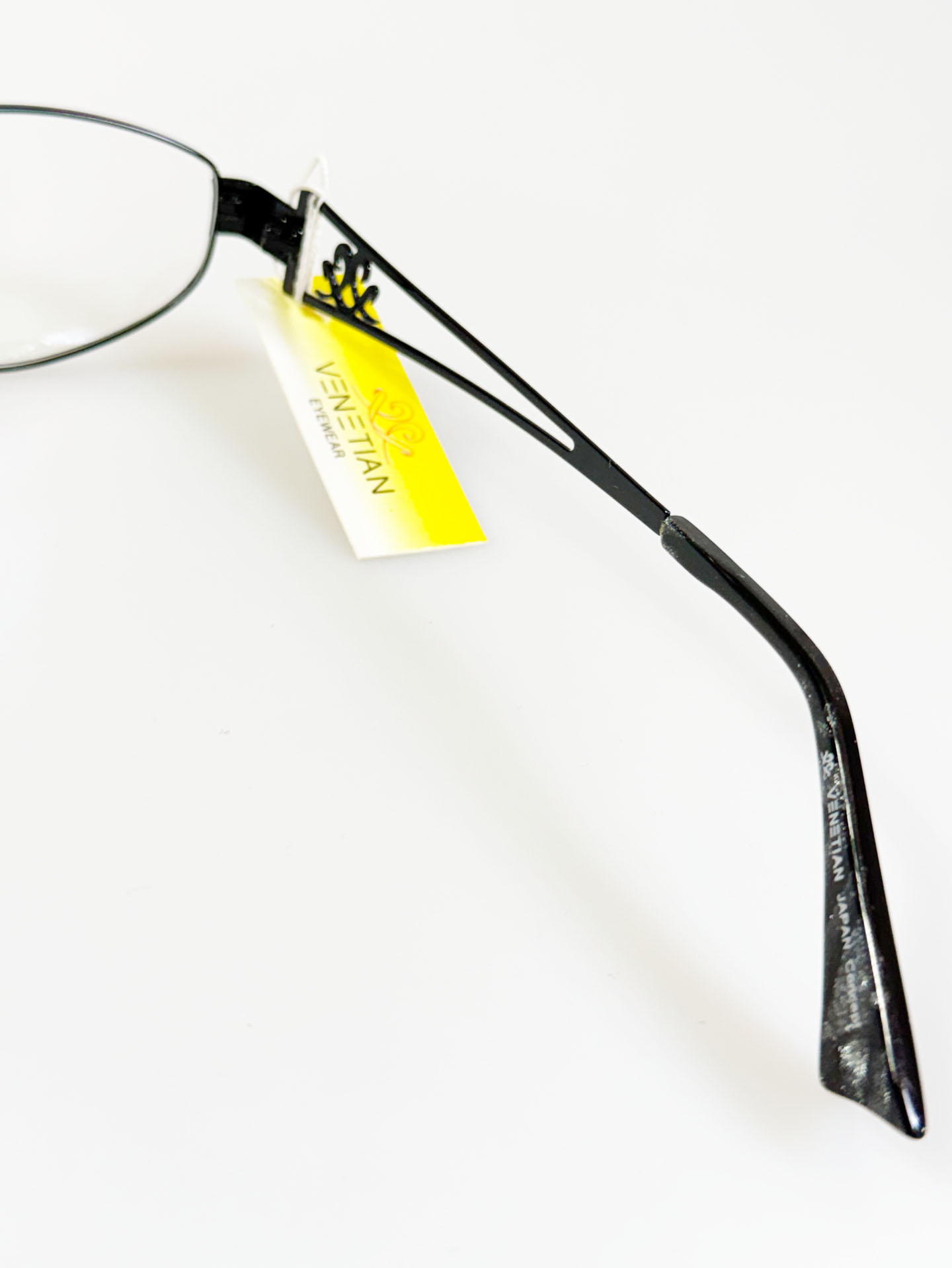 VENETIAN Black Slim Oval Metal Glasses