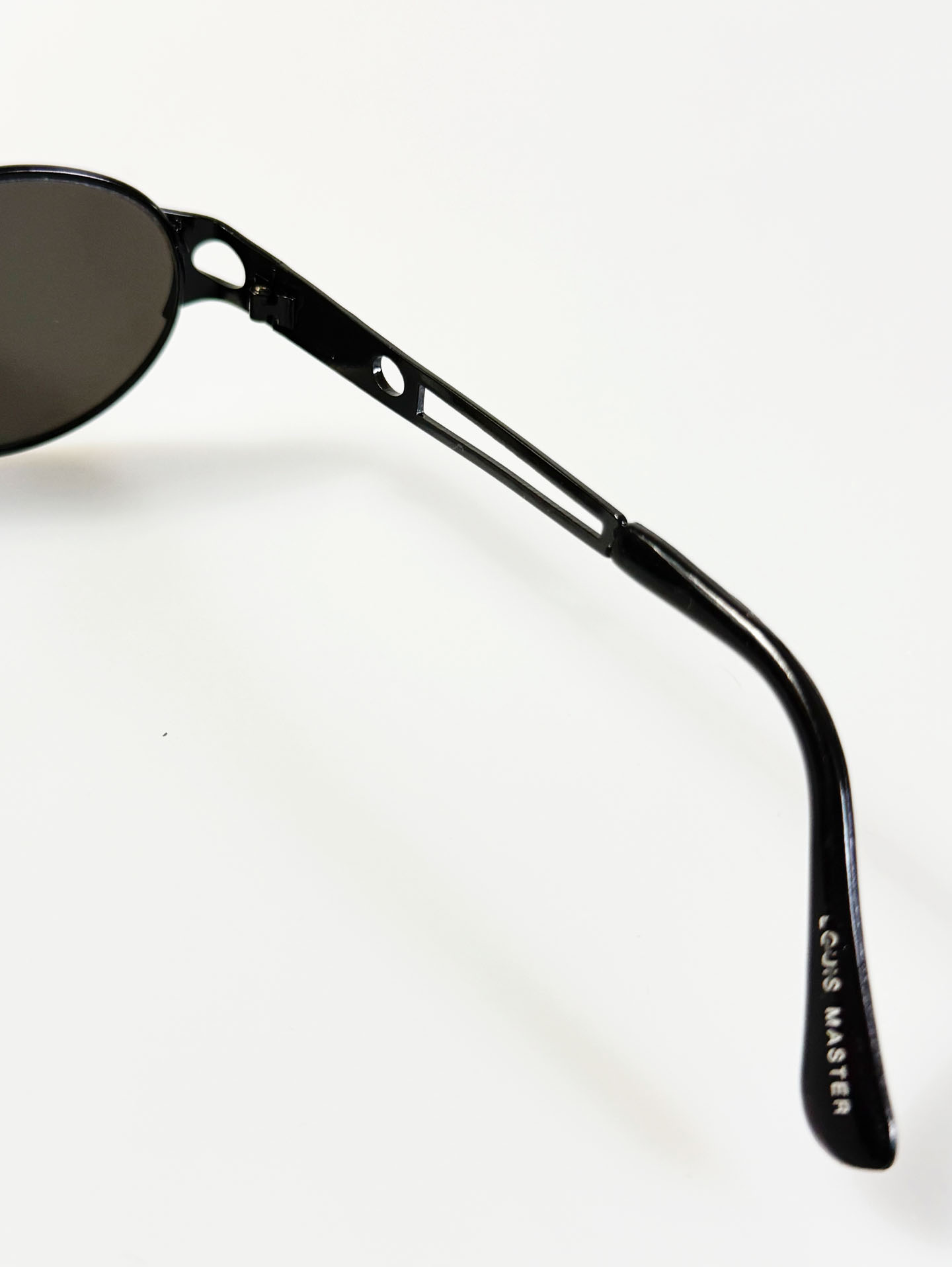 90's LOUIS MASTER Black Slim Oval Metal Sunglasses