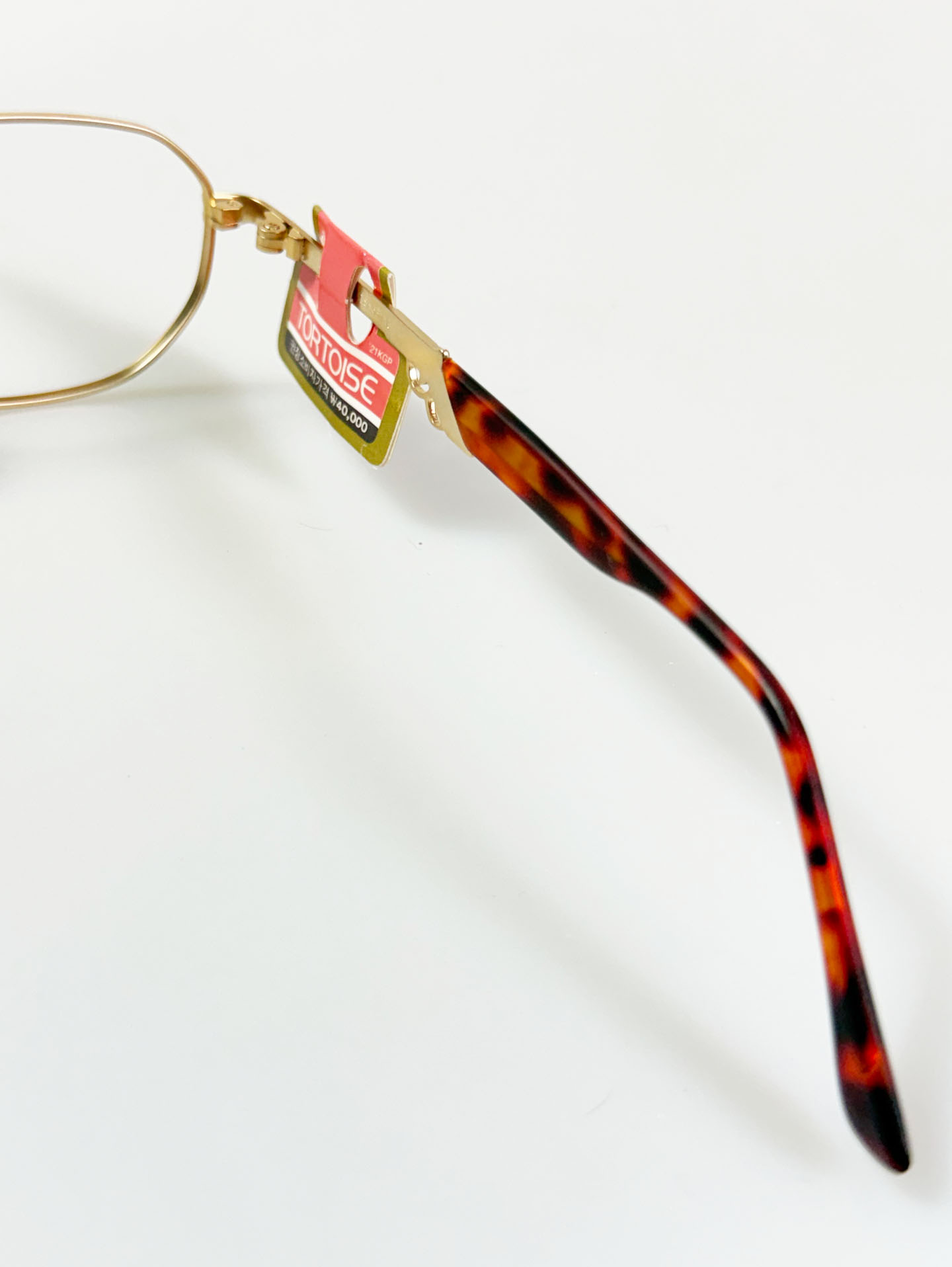 90's TORTOISE Gold Slim Square Metal Glasses