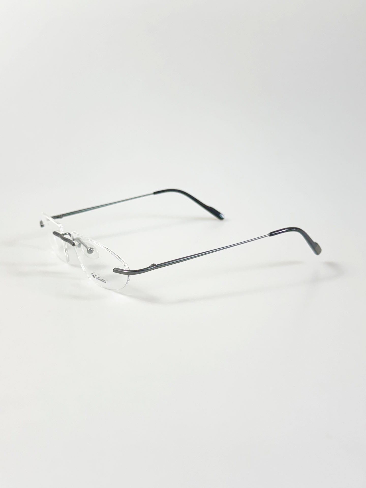 TUTIMA Dark Silver Titanium Rimless Square Frame Glasses