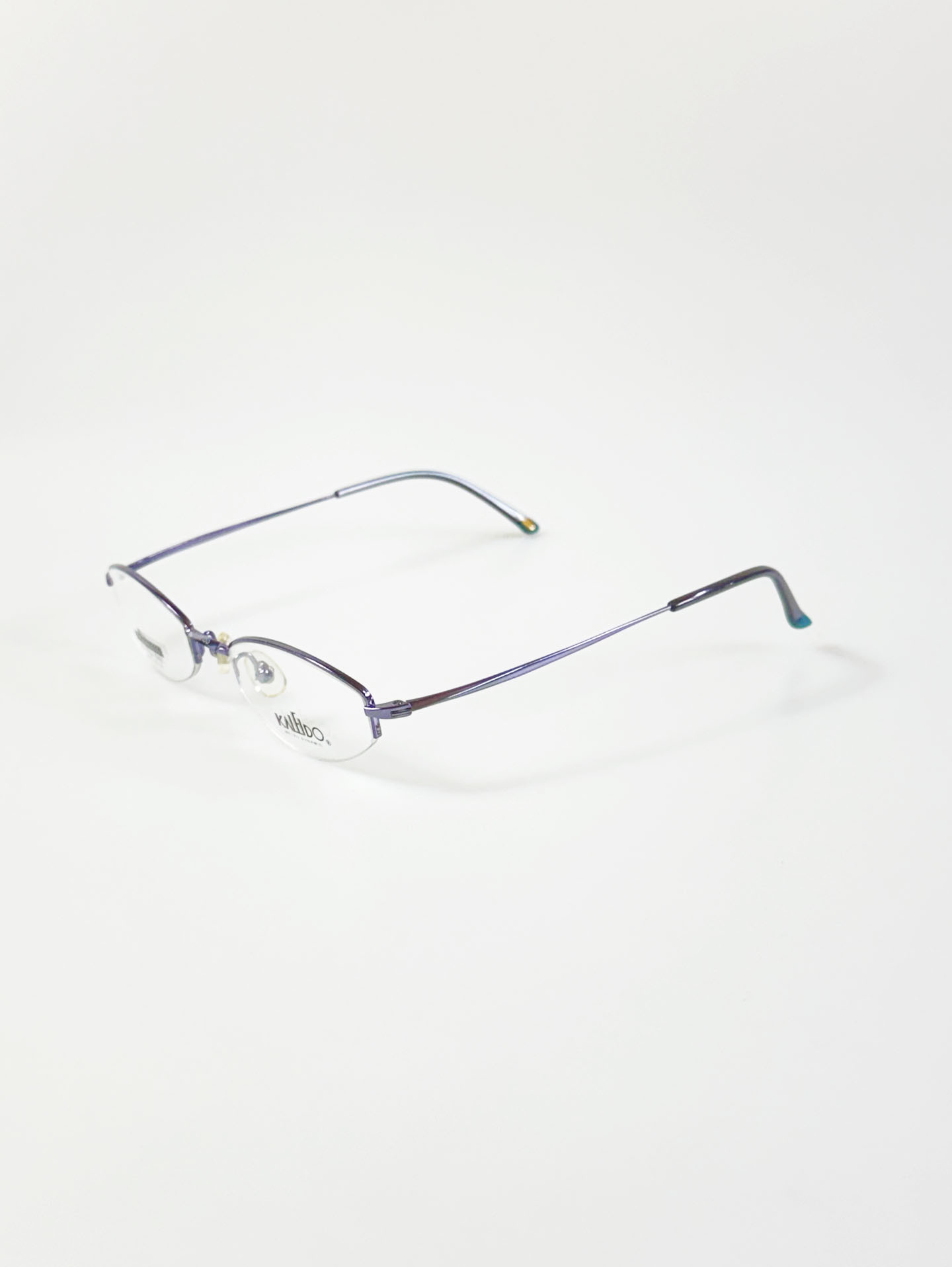 KALEIDO Purple Oval Half-Rim Metal Glasses
