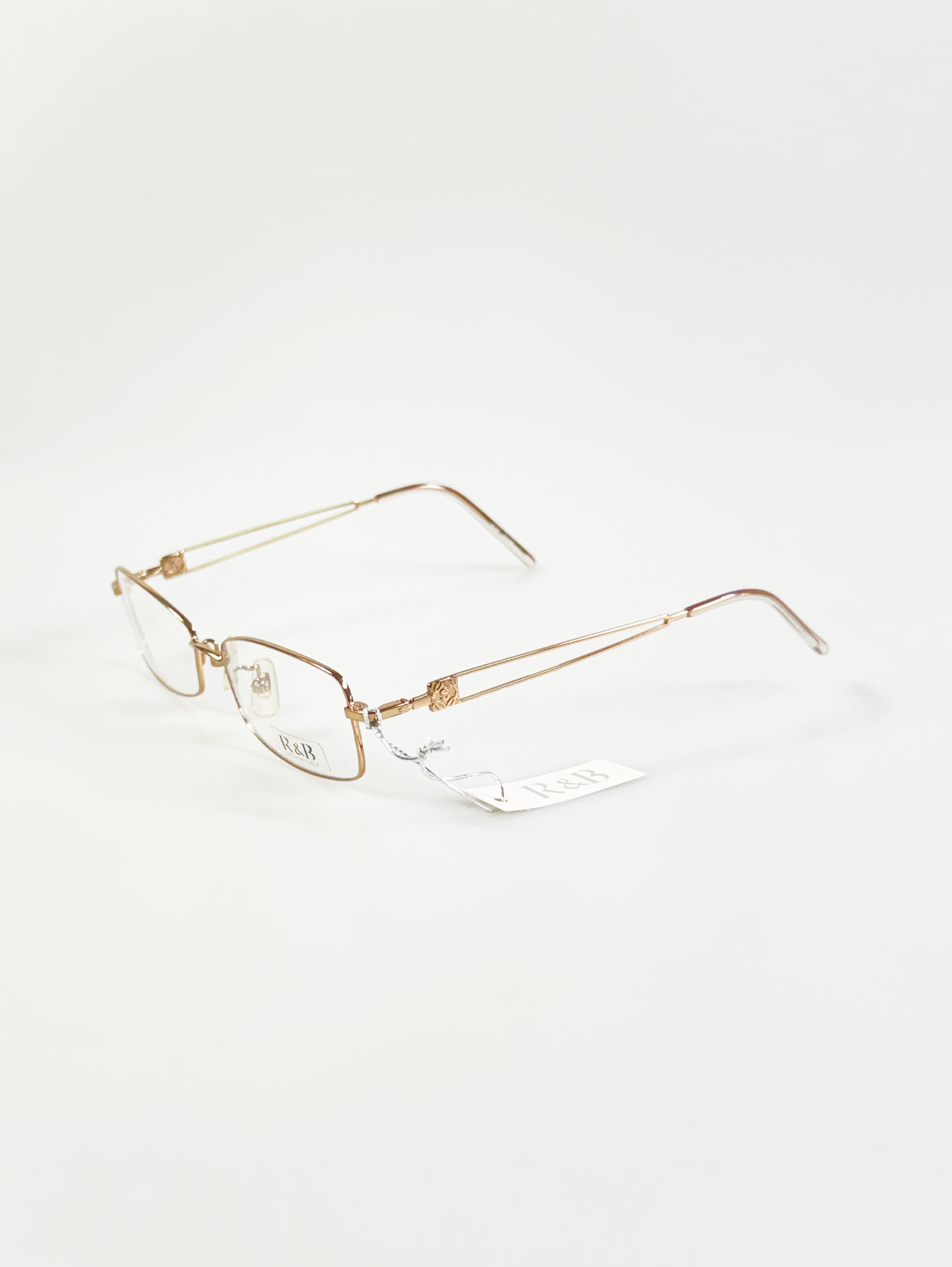 R&B Eyewear Gold Slim Square Metal Glasses
