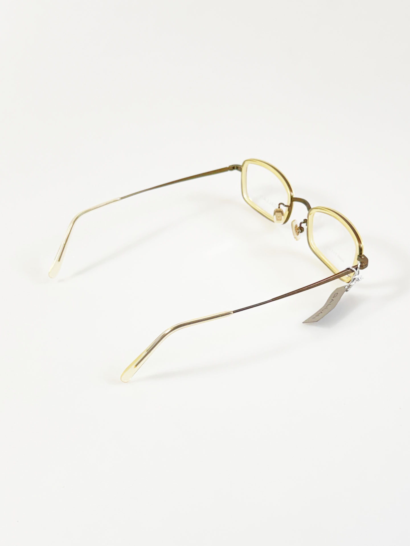 GALLAN Brown Titanium Square Combination Frame Glasses
