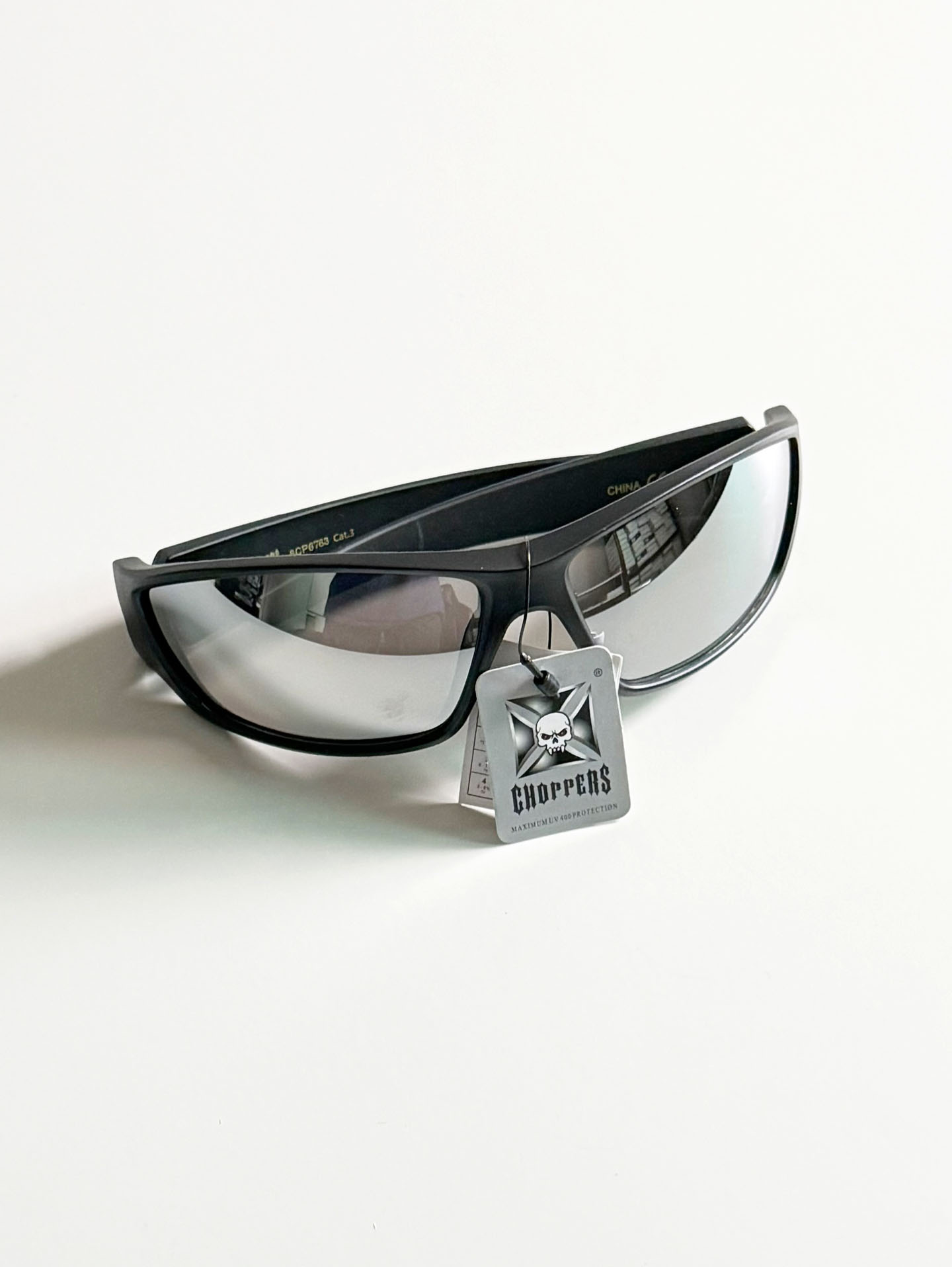 CHOPPERS Wraparound Matte Black Square Frame Sunglasses
