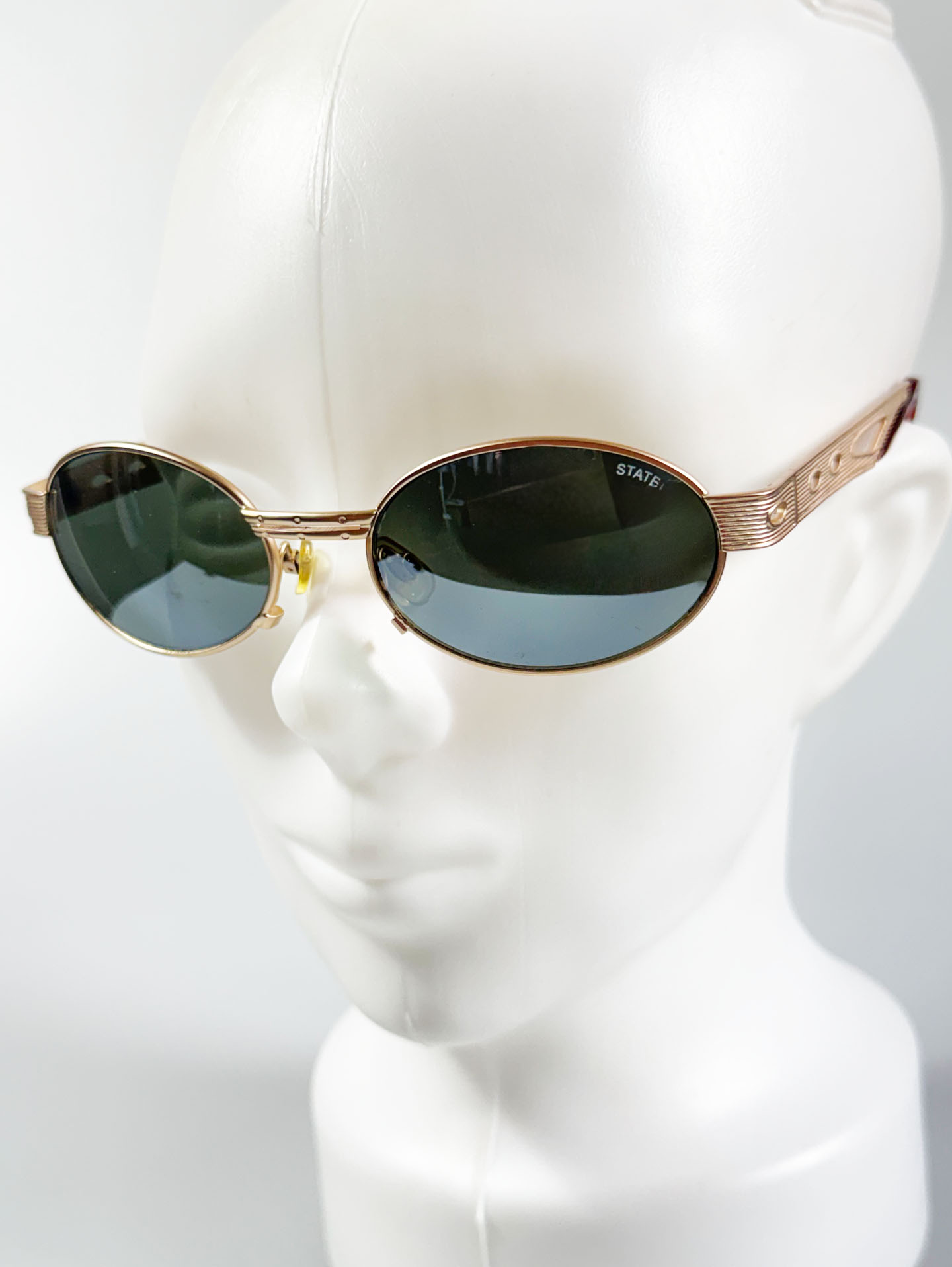 STATE Gold Slim Oval Metal Sunglasses