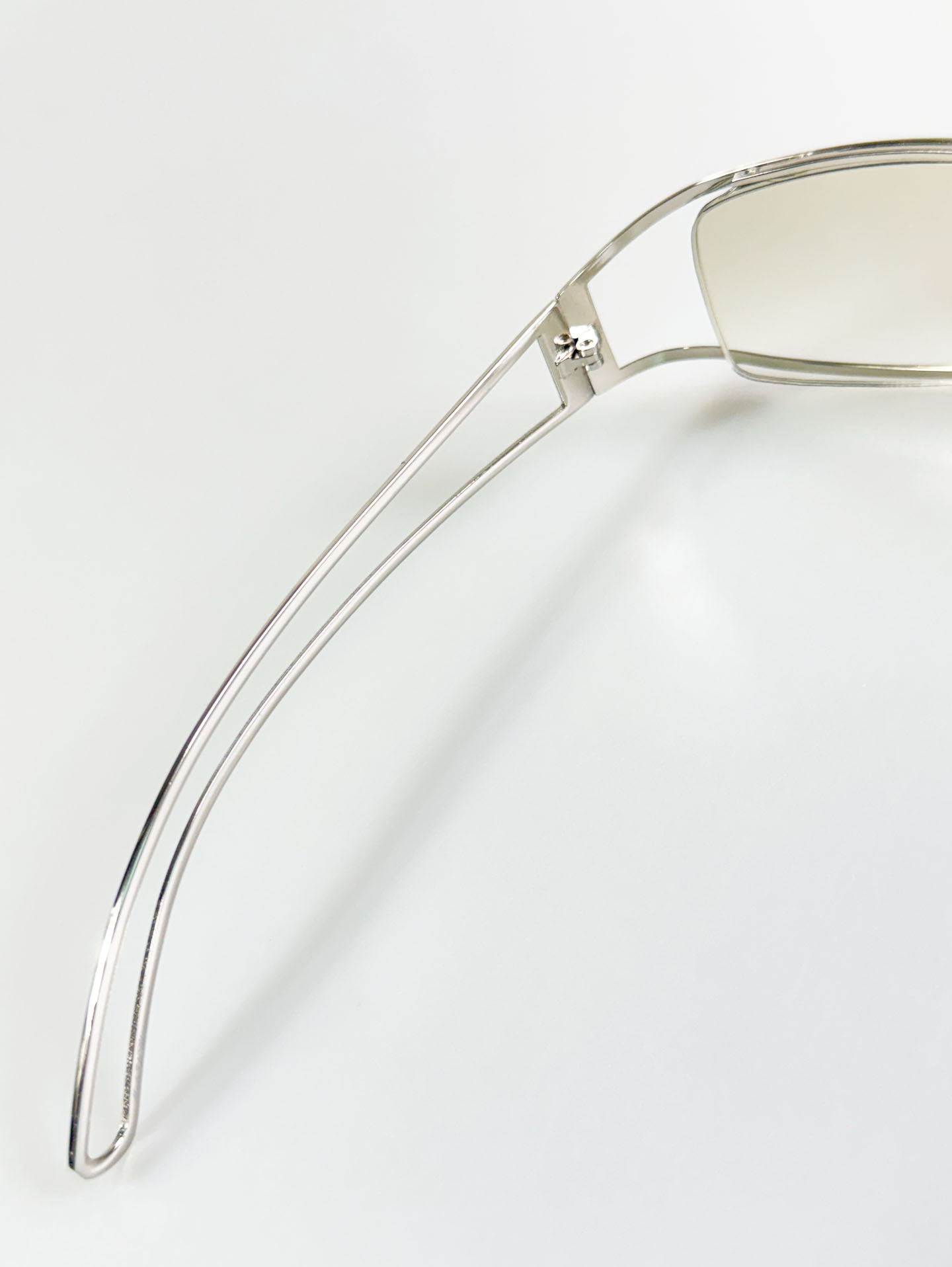 CAPRIO Silver Slim Square Metal Clear Tinted Sunglasses