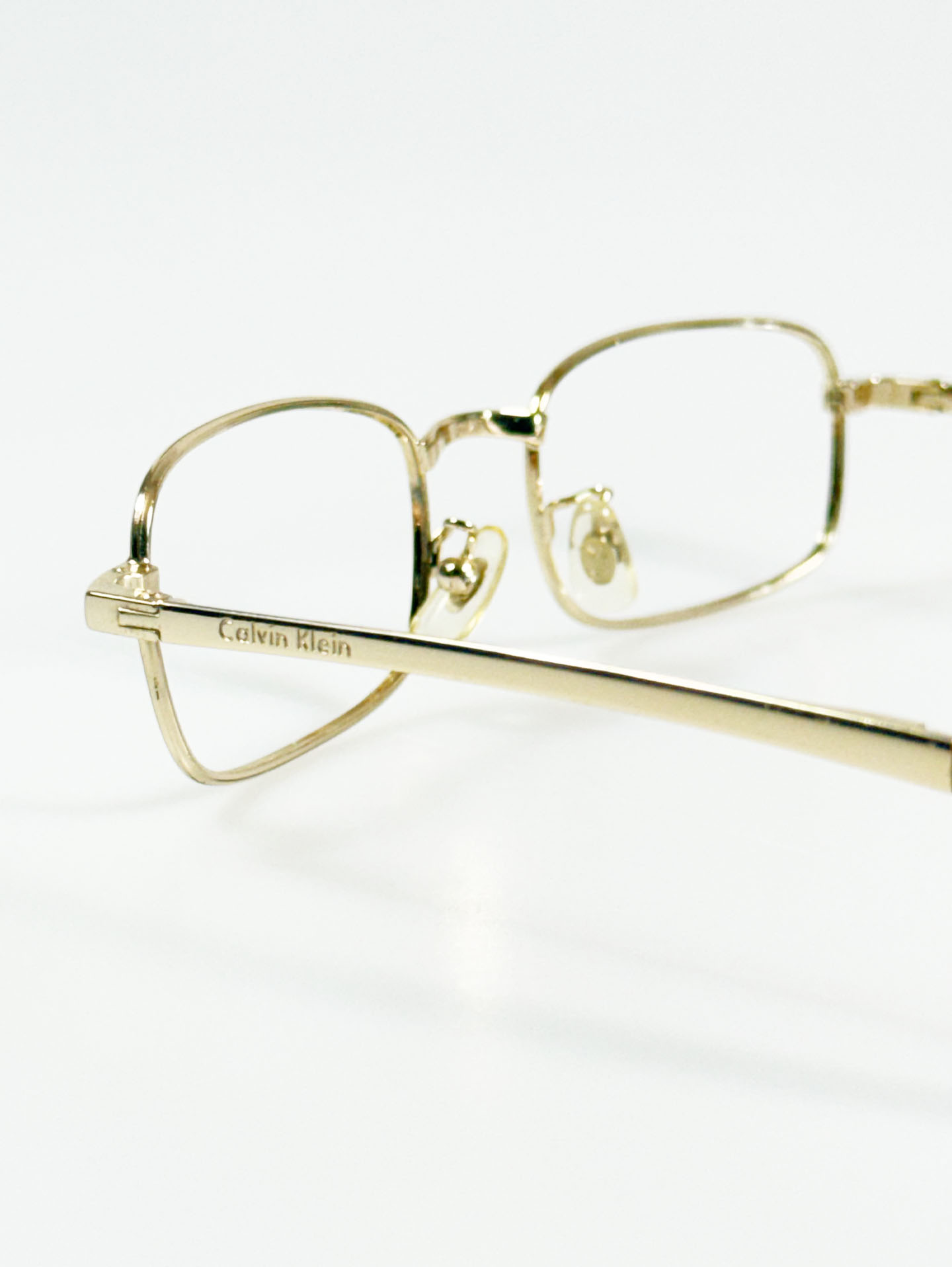 Calvin Klein Gold Slim Square Metal Frame Glasses