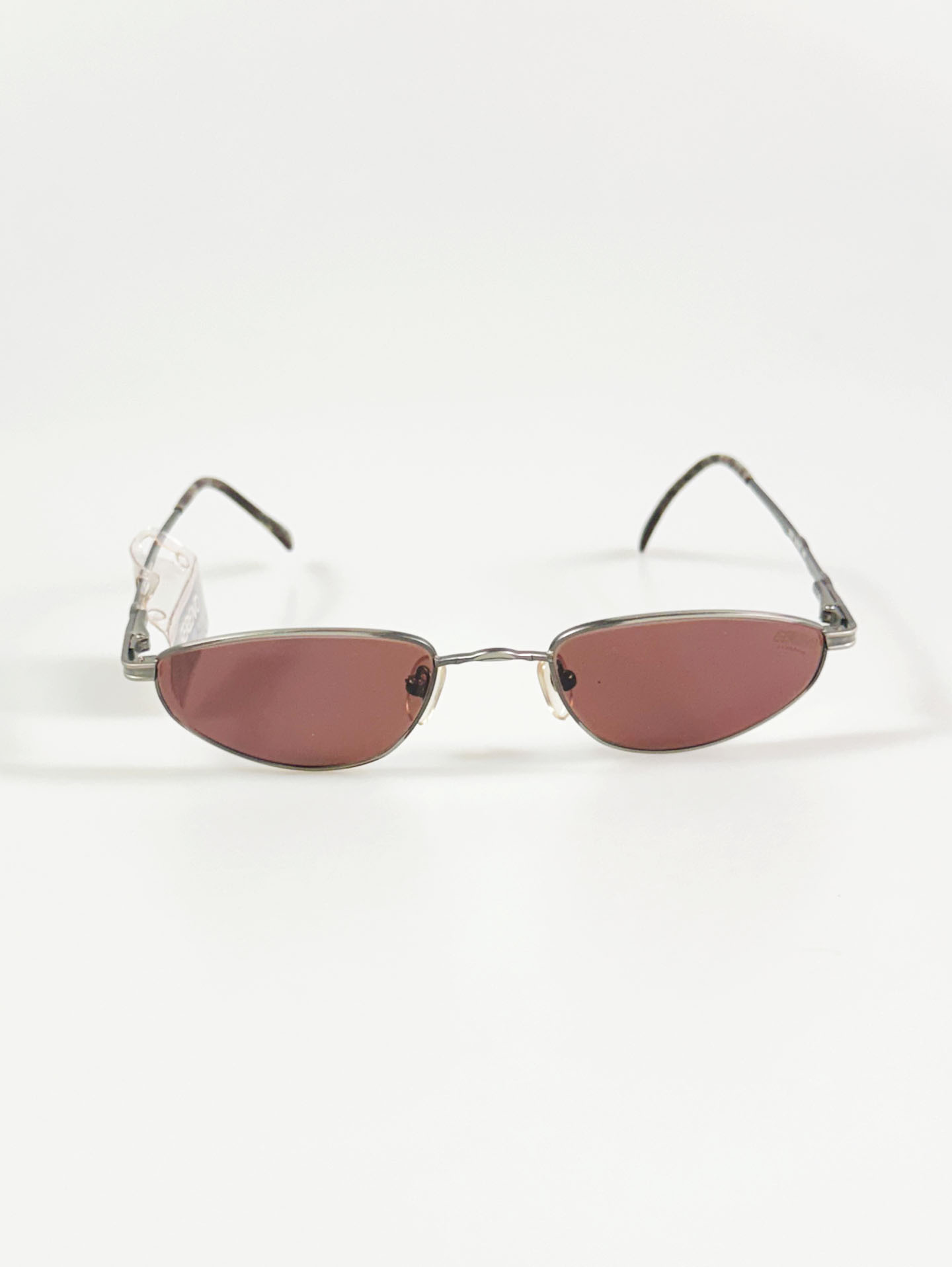90's SERENO Silver Tone Slim Oval Metal Tint Sunglasses
