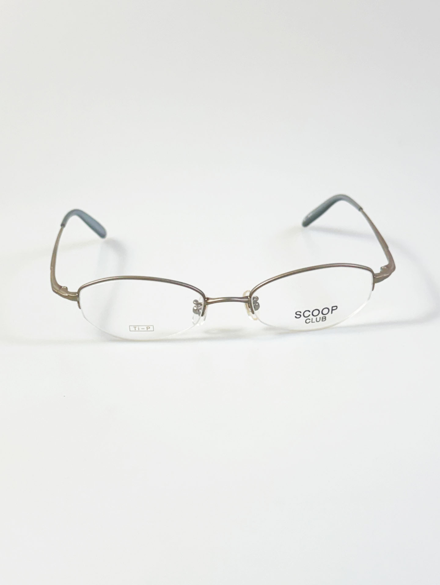 SCOOP CLUB Silver Titanium Oval Half-Rim Glasses