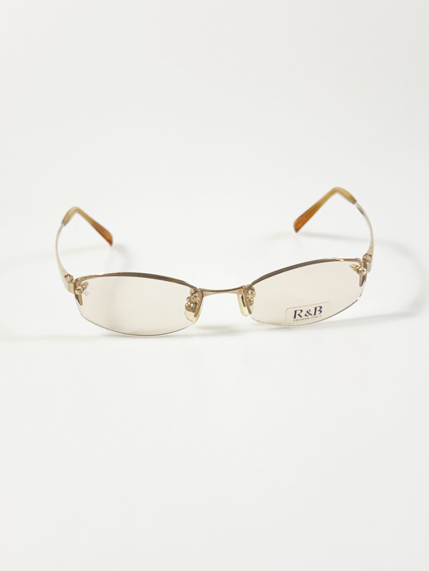 R&B Eyewear Rimless Square Gold Metal Glasses