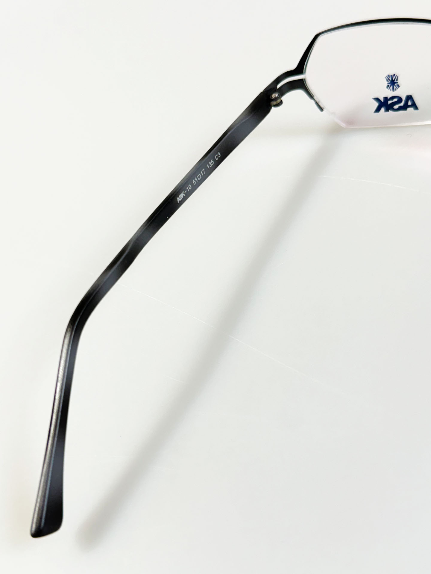 ASK Dark Gray Semi-Rimless Geometric Metal Frame Glasses