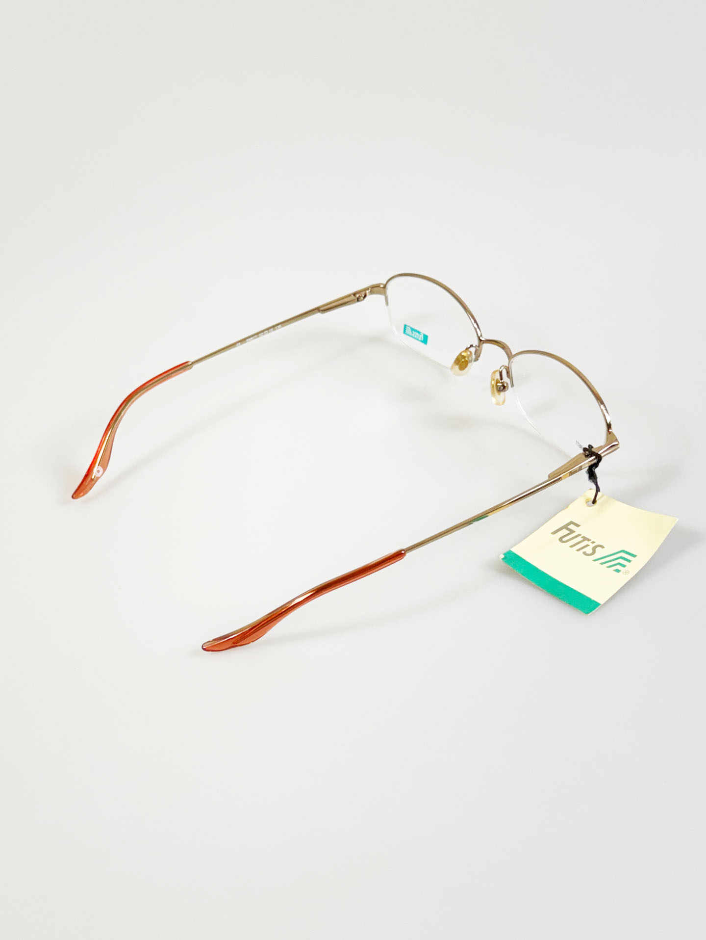 90's FUTIS Gold Semi-Rimless Square Metal Glasses