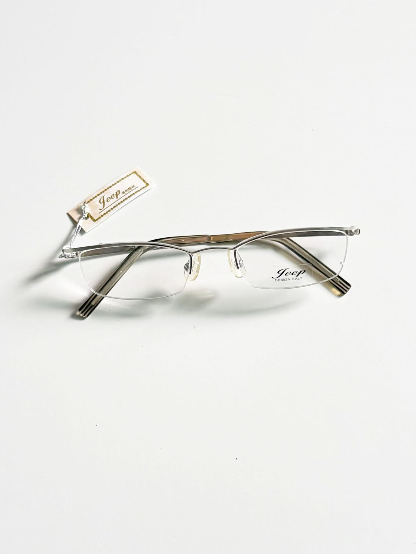 Jeep Silver Square Half-Rim Metal Glasses