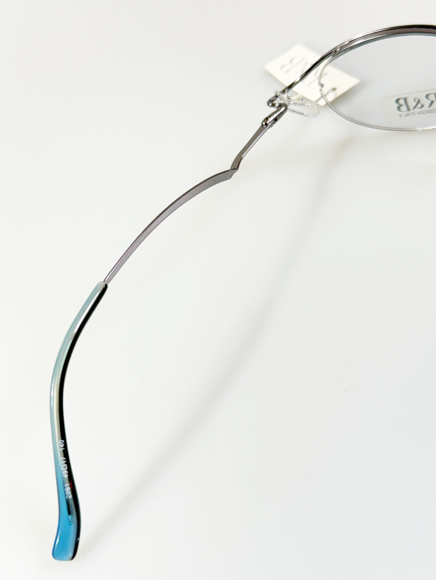 R&B Eyewear Silver Slim Oval Semi-Rimless Metal Glasses