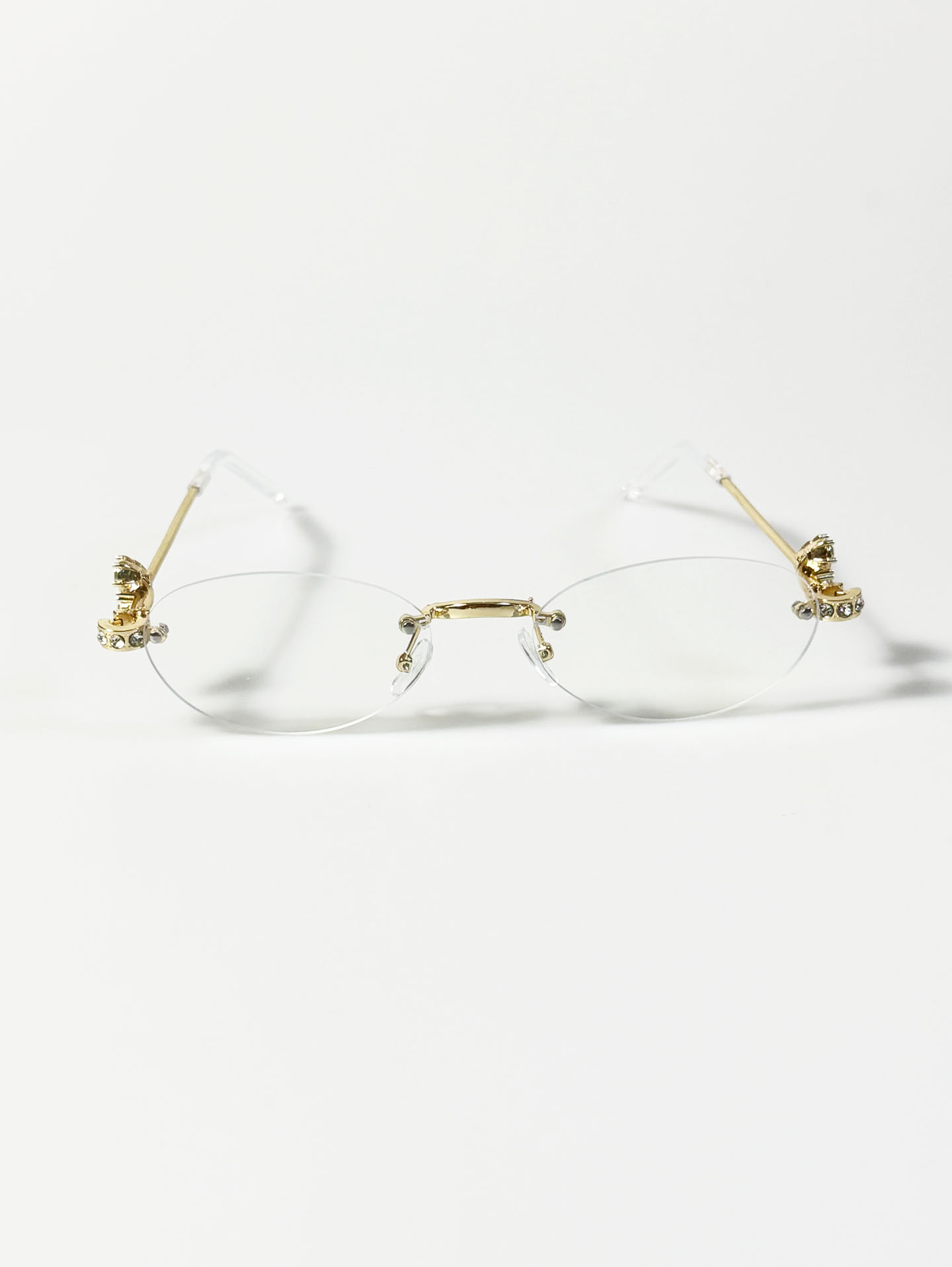 Gold Metal Rimless Oval Frame Glasses