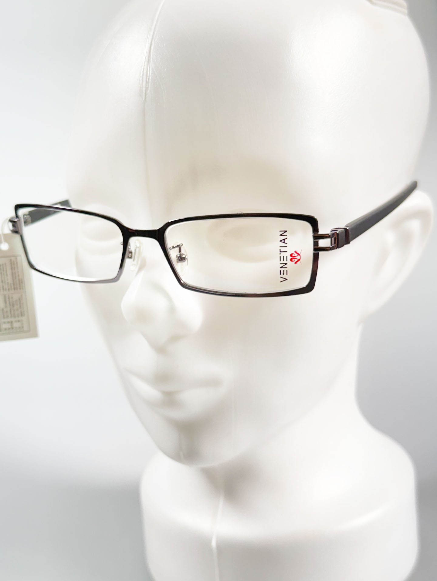 VENETIAN Gunmetal Slim Square Metal Frame Glasses